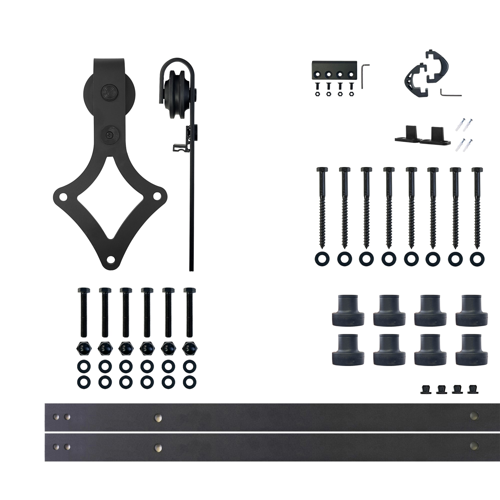 HOMACER LX1TGH132C 132-in Rustic black Black Indoor Diamond Single Barn door hardware kit