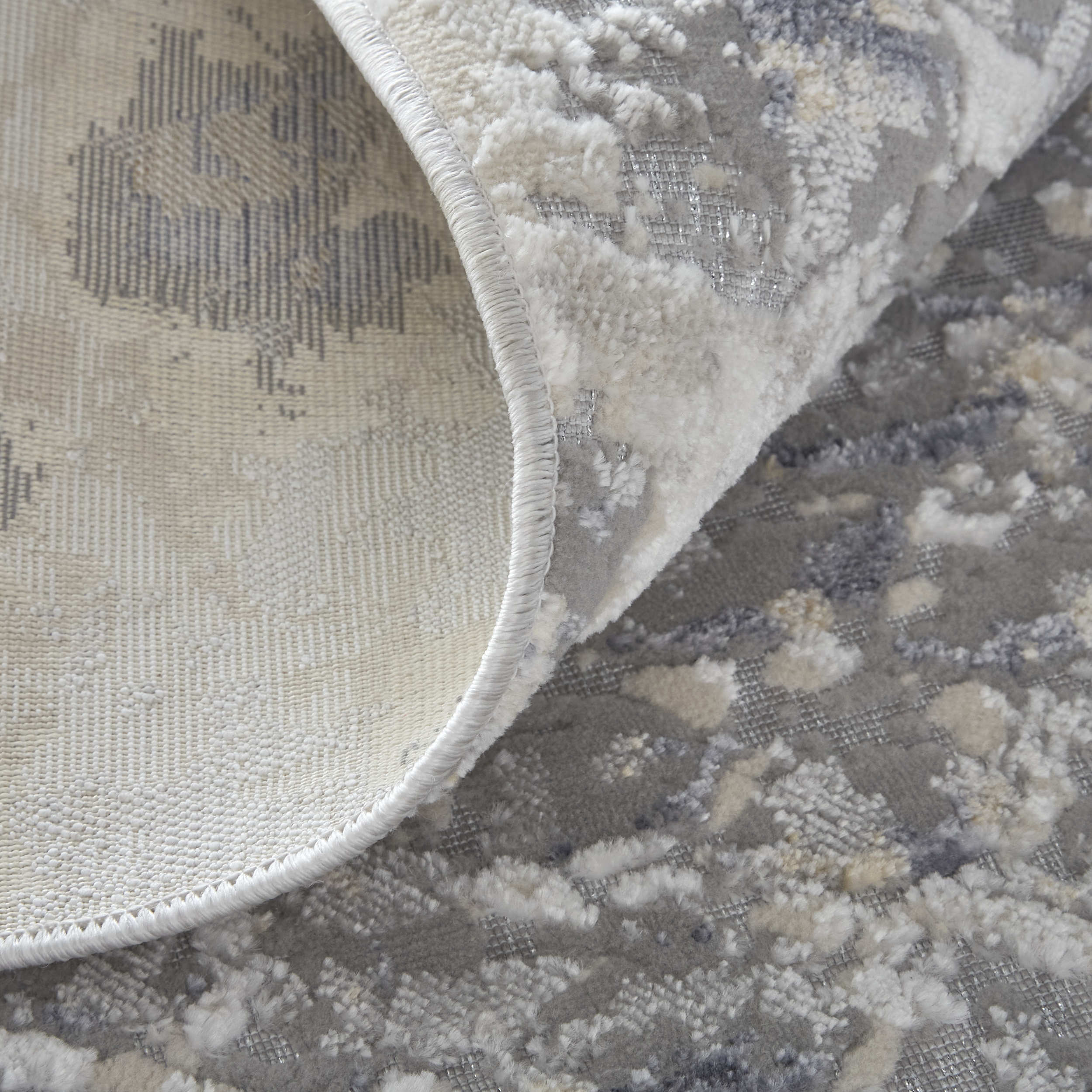 Gray and Blue Abstract Synthetic 12' x 15' Area Rug