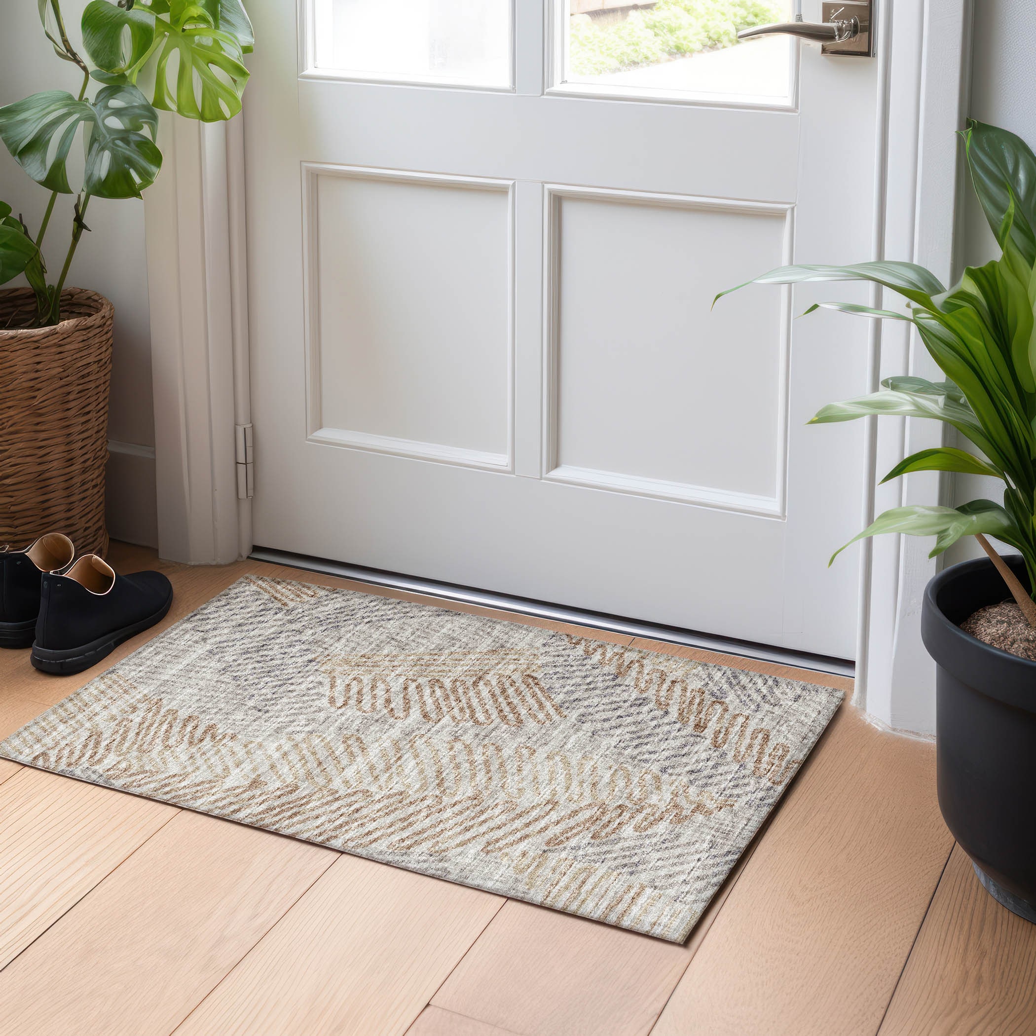 Addison Rugs AMF117MO20X30 Mayfield AMF117MO 2 x 3 (ft) Loomed Polyester Mocha Rectangular Indoor Geometric Machine washable Area rug