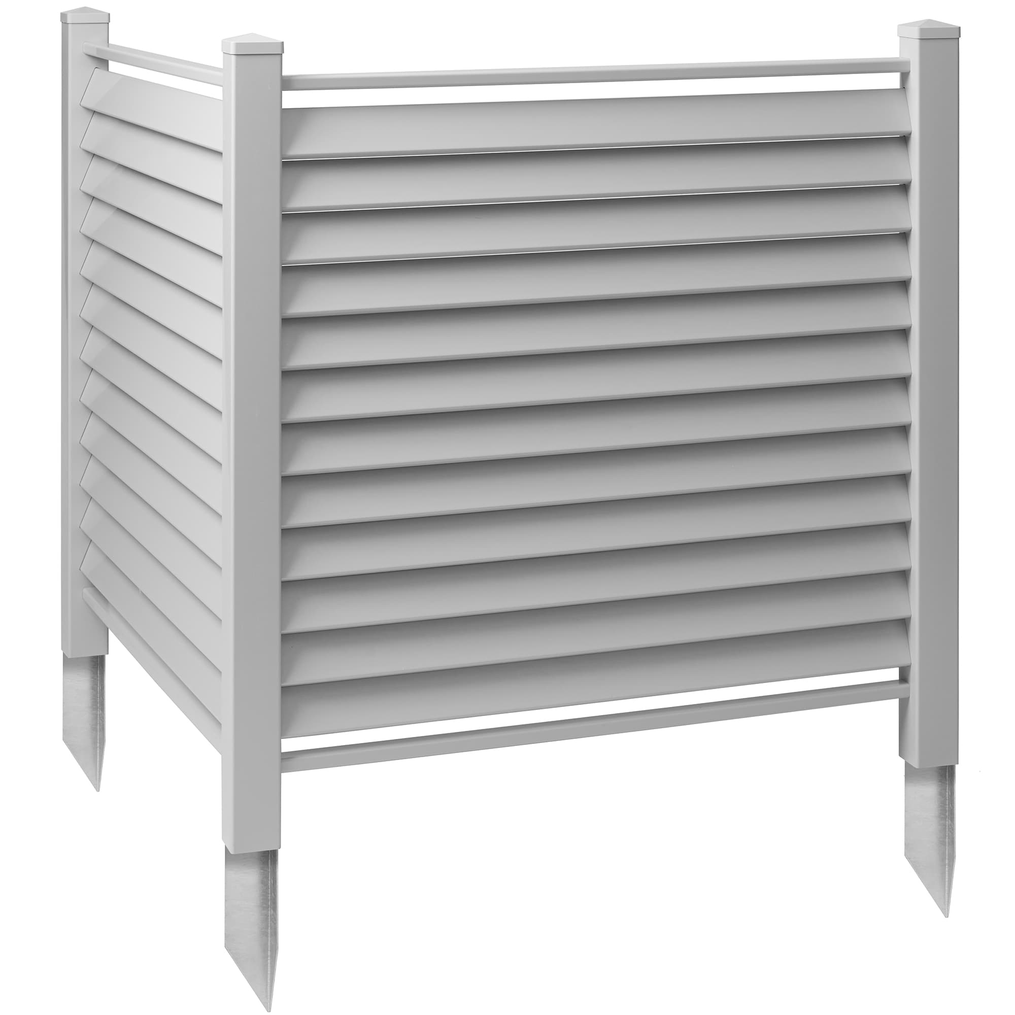 Casafield PAT-ENC-A87-L48G 48 x 48-in Louvered Privacy Screen Vinyl Fence Panel for AC - GRY