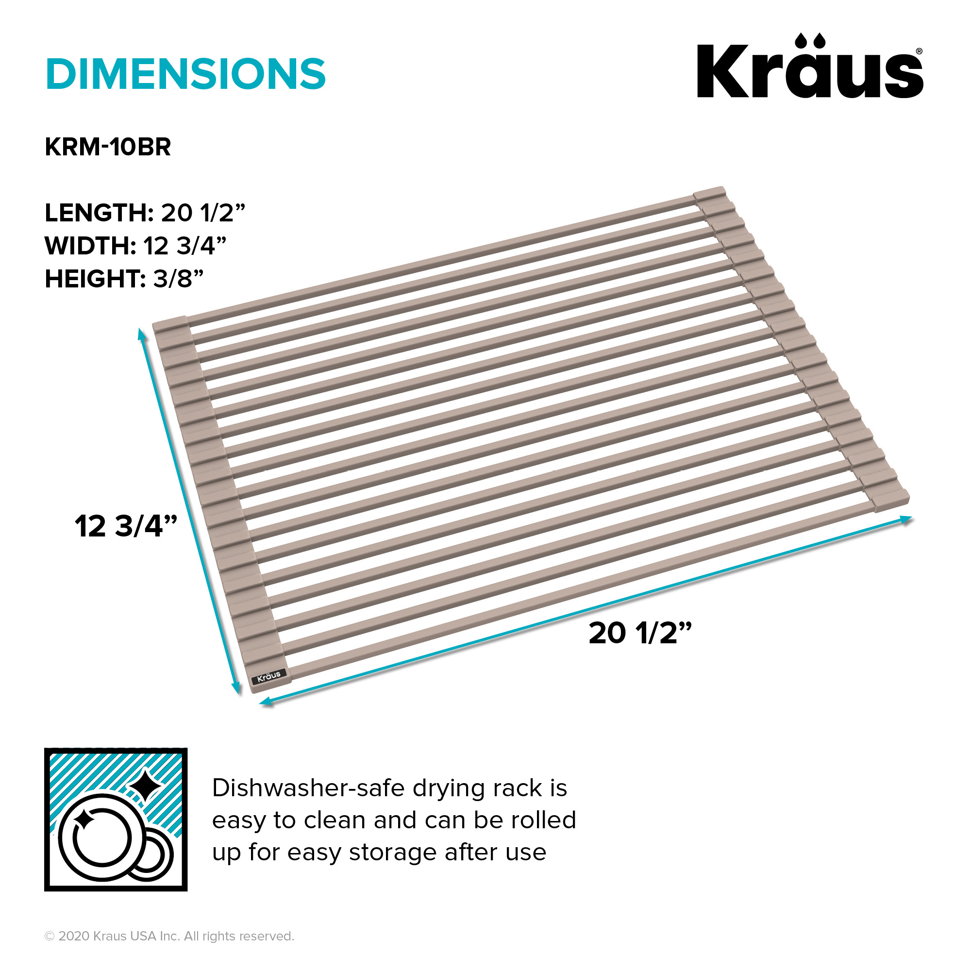 Kraus 12.75-in x 20.5-in Silicone Sink Mat in Black | KRM-10NB