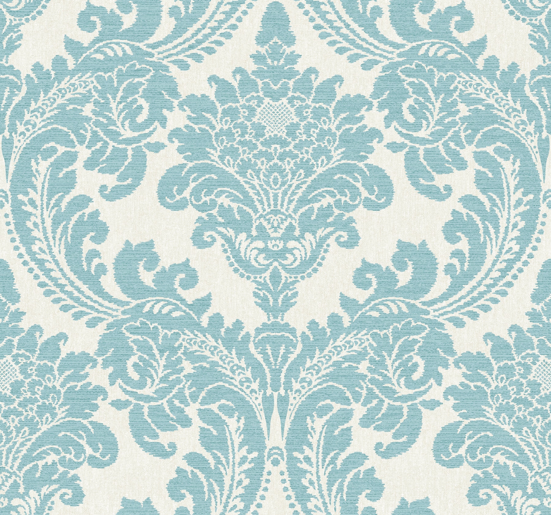 York Wallcoverings GR6025 Grandmillennial 60.8-Sq. Feet Teal Non-woven Damask Prepasted Water Activated Paste Wallpaper