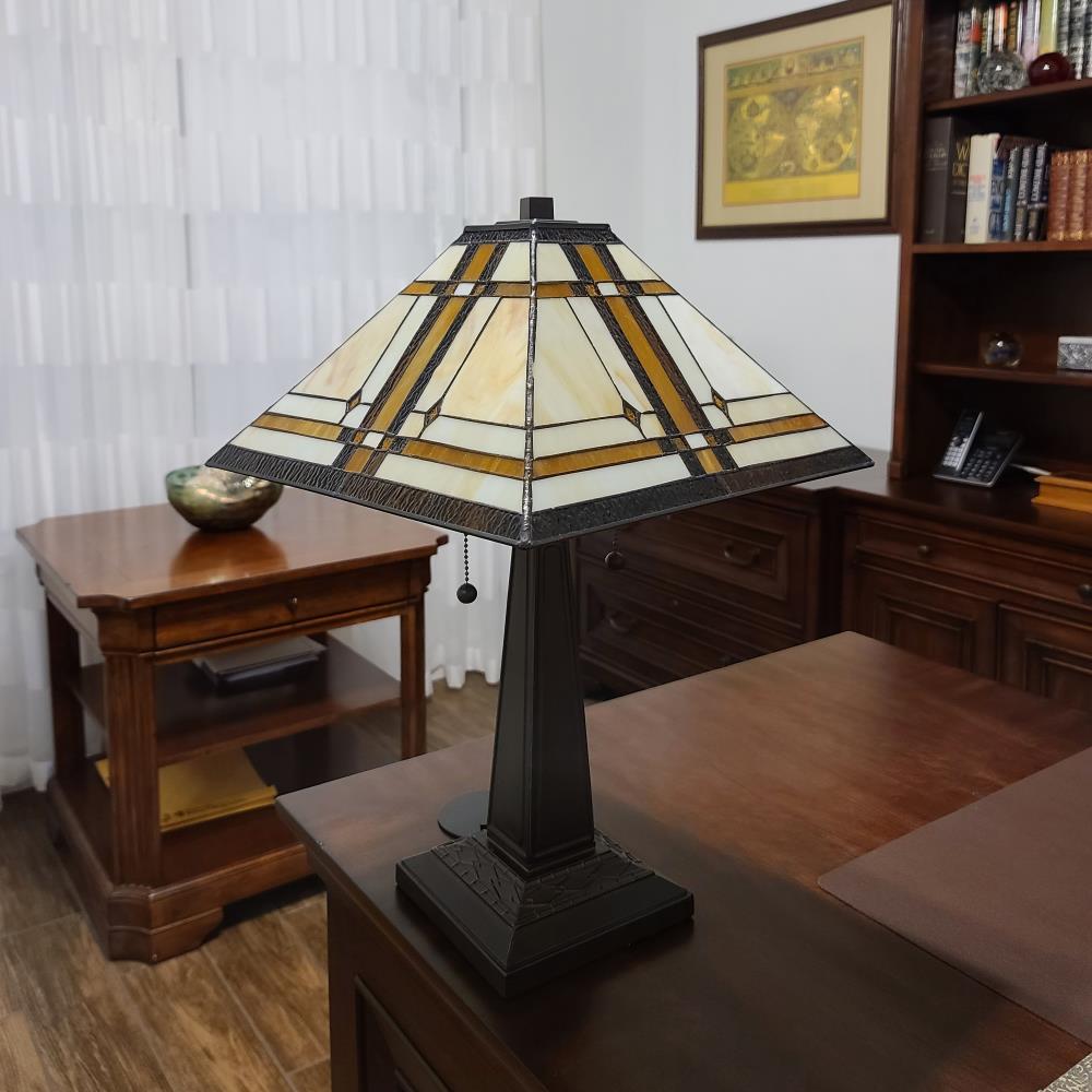 Amora 17" Multi Stained Glass Table Lamp with Pull Chain