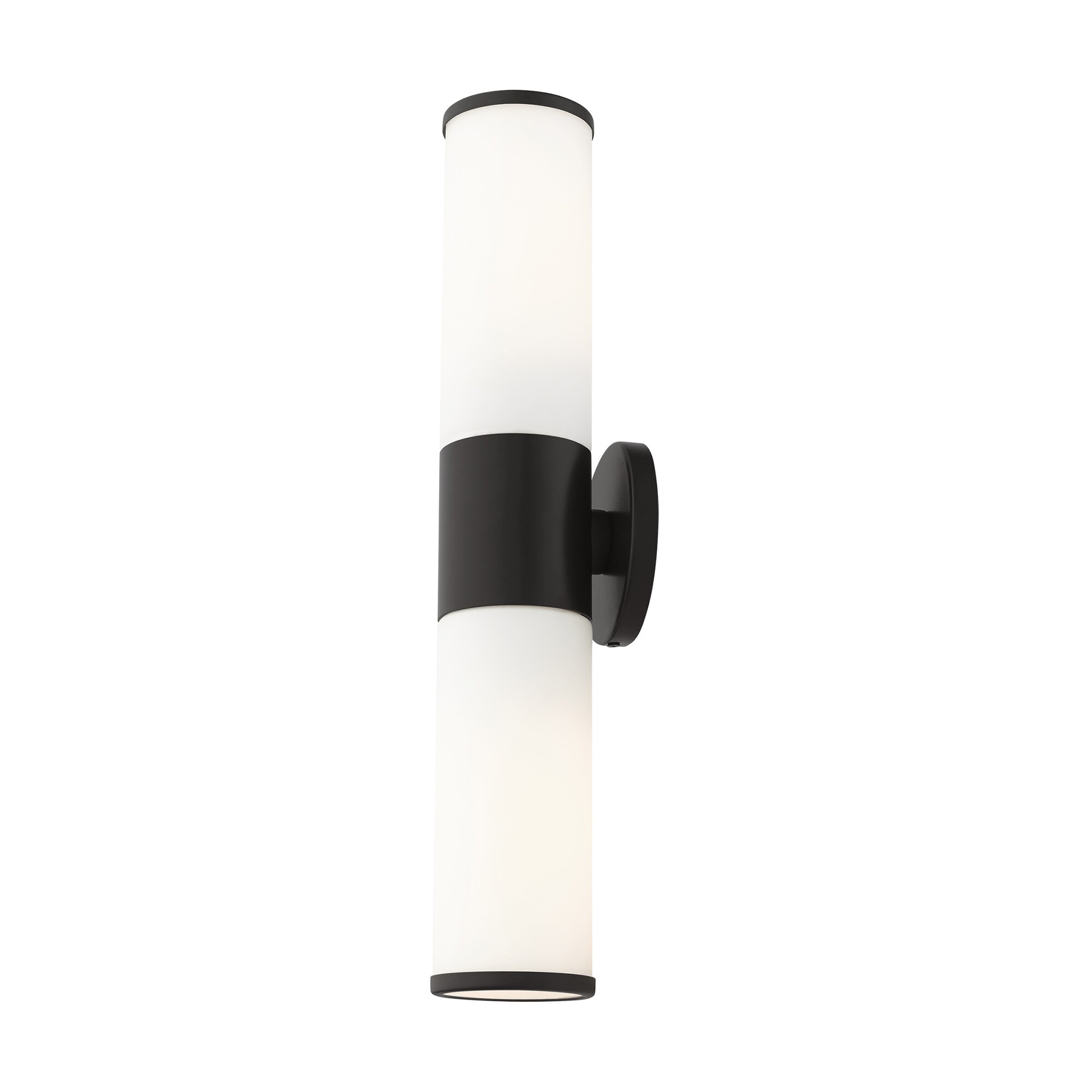 Sleek Urban Black Bronze 2-Light Outdoor Vanity with Satin Opal White Glass