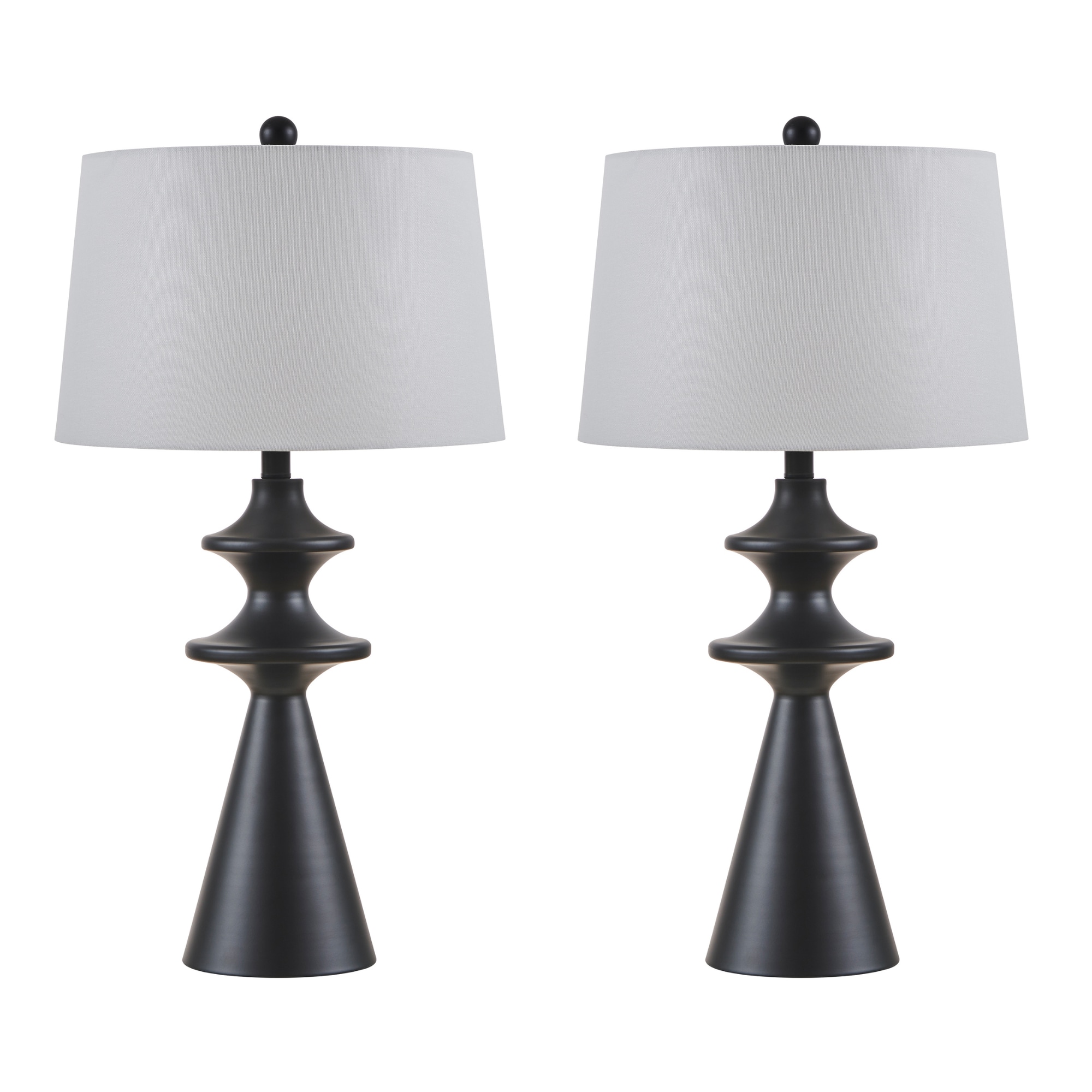 KAWOTI 21333 28-in Black 3-way Table Lamp with Linen Shade 2 -Set