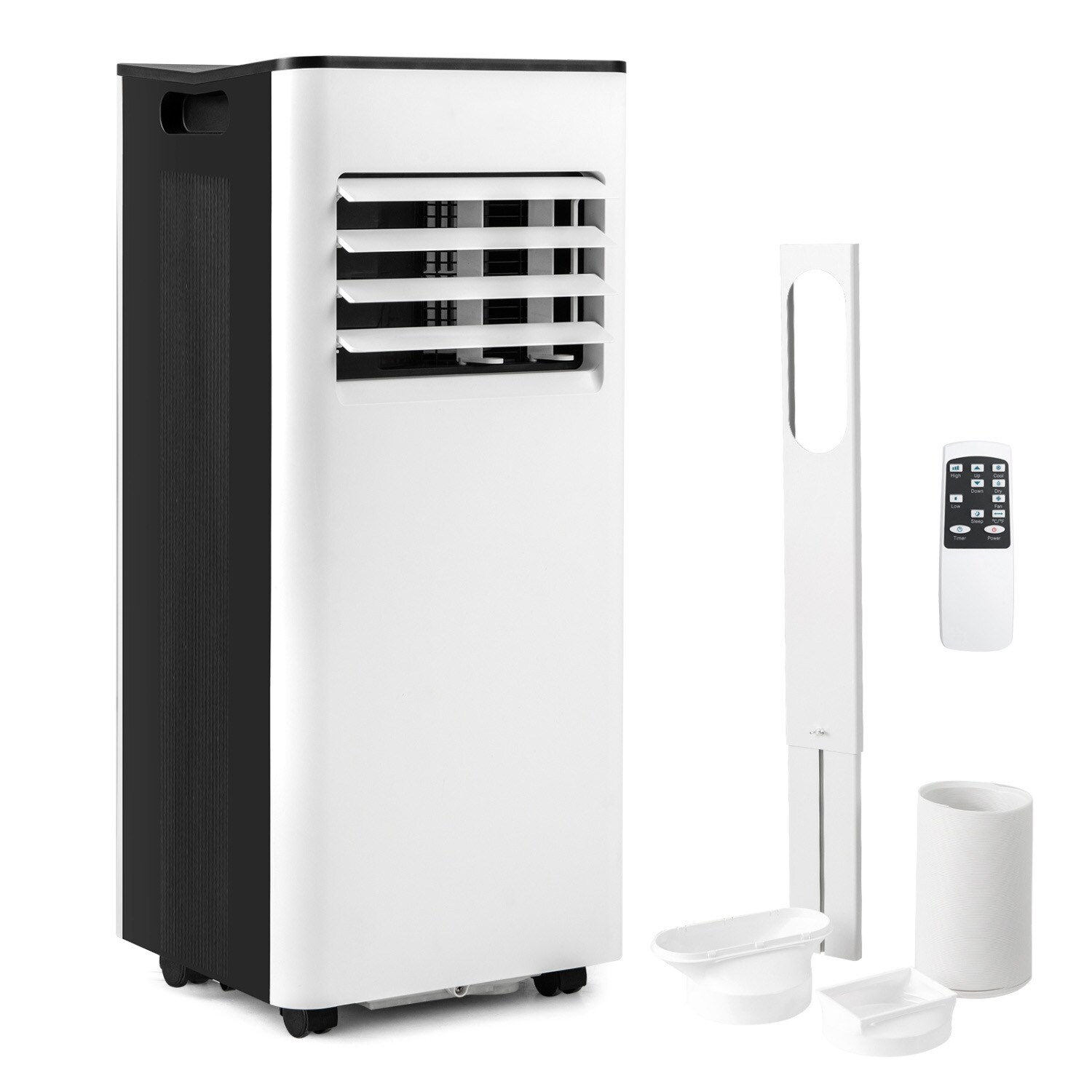 Volenca 10000-BTU Black Portable Air Conditioner with LED Display Remote and Window Kit for 450-sq-ft Rooms