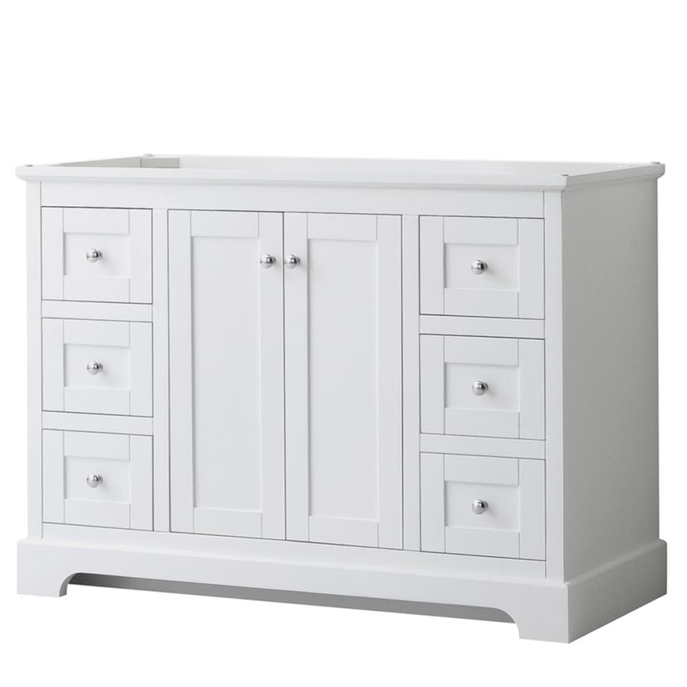 Wyndham Collection Avery 48 In White With Polished Chrome Trim Bathroom Vanity Base Cabinet