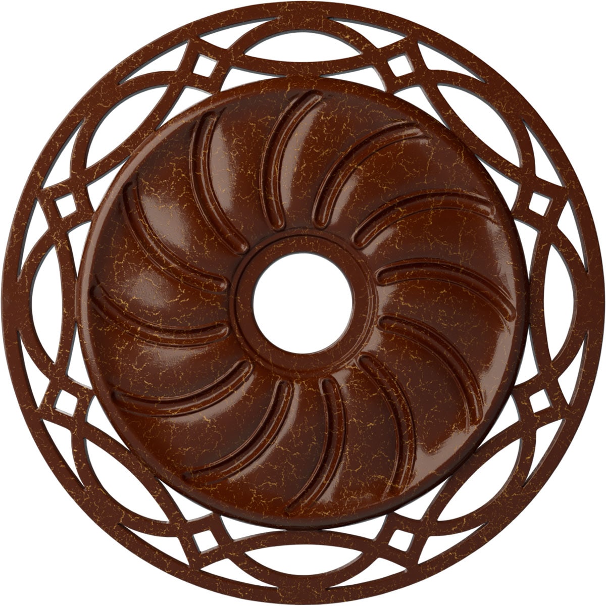 Ekena Millwork CM26LOBMC Loera 26.625-in W x 26.625-in L Painted Burnished Mahogany Crackle Polyurethane Whole Ceiling Medallion