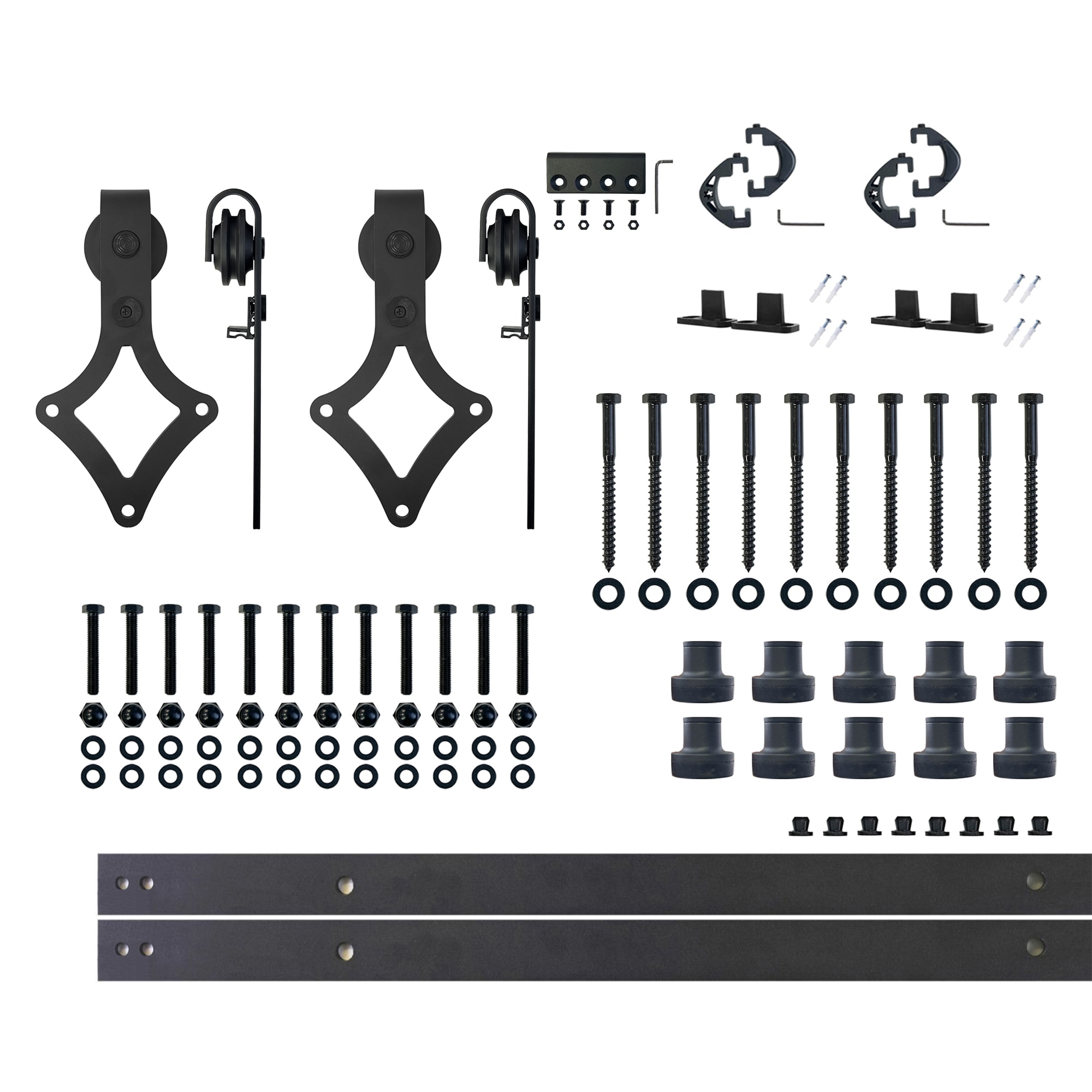 HOMACER LX2TGH168C 168-in Rustic black Black Indoor Diamond Double Barn door hardware kit