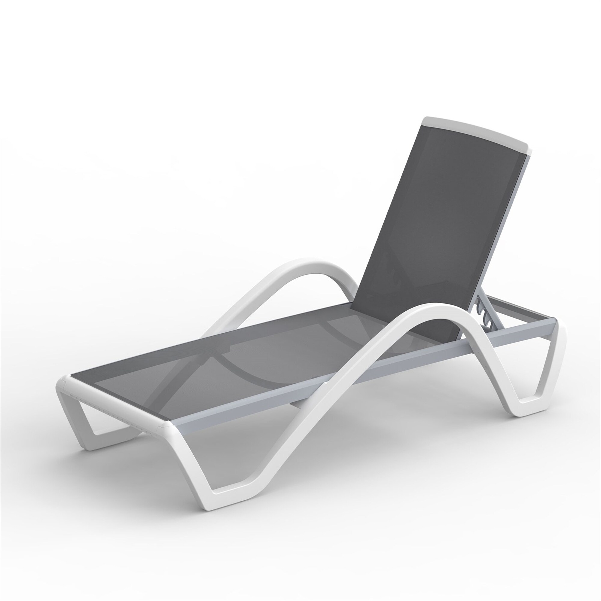 GDFStudio 333502 Modern Adjustable Aluminum Patio Chaise Lounge Outdoor with Arm All Weather Pool Chairs for Outside Gray