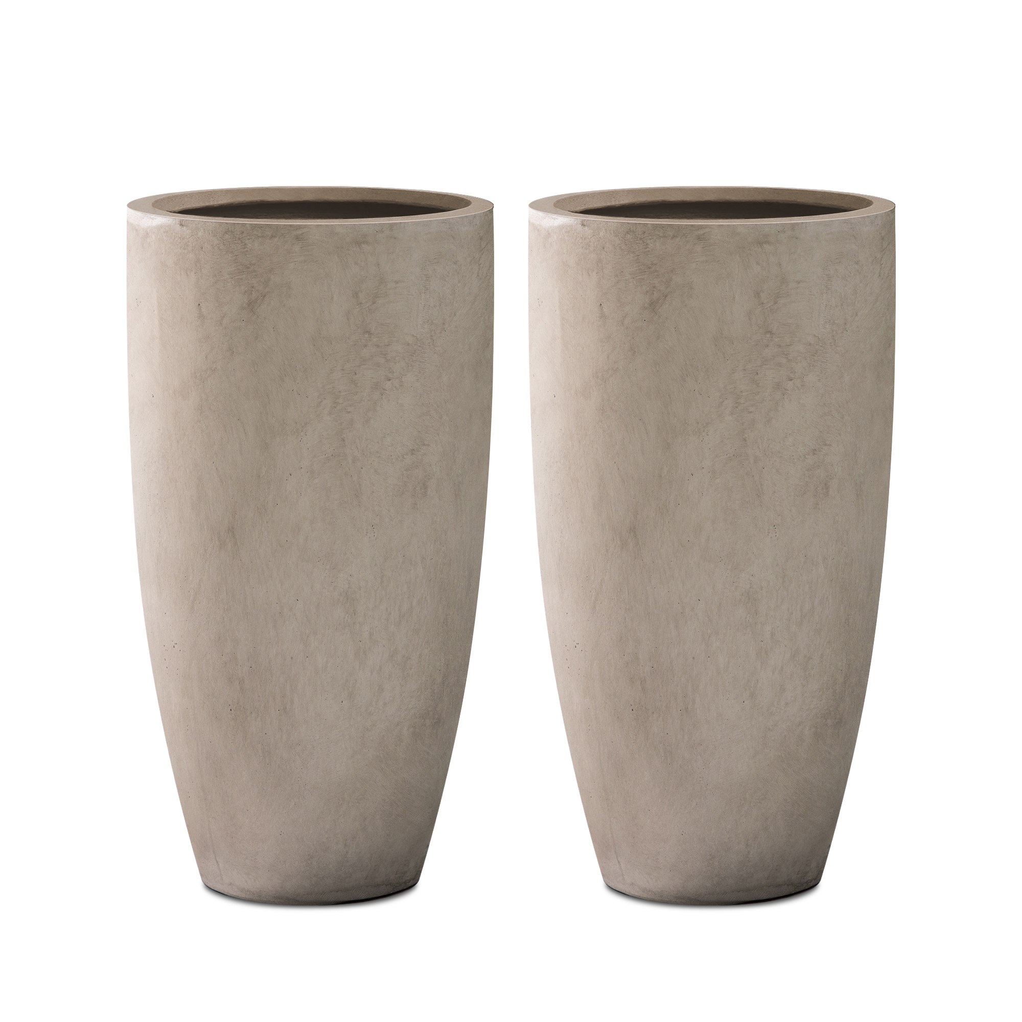 PLANTARA PA099A2-8021-2 2 -Pack Rectangle 23.6-Inches W Extra Large Brown Concrete Contemporary/Modern Indoor/Outdoor Planter with Drainage Holes