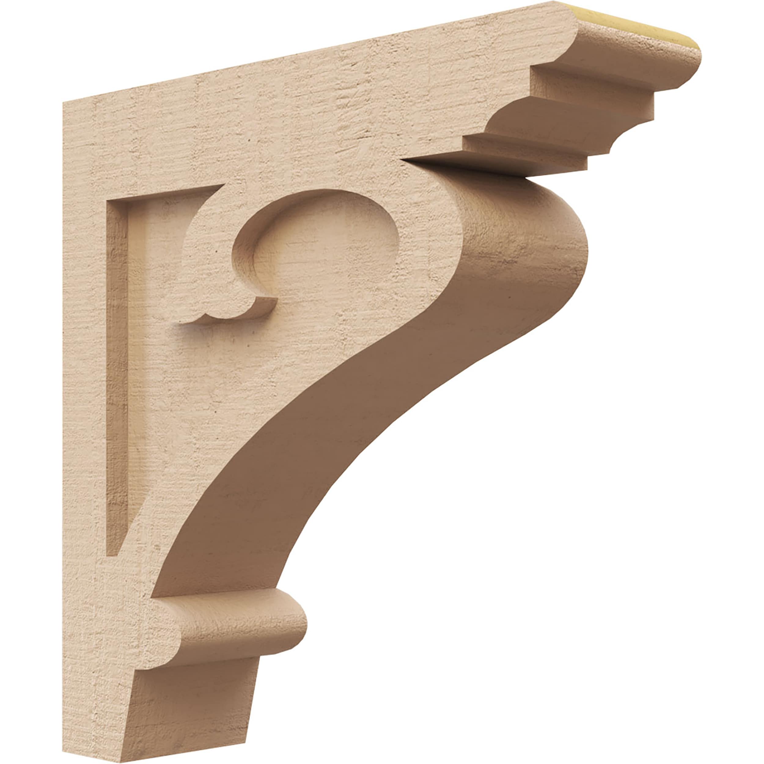 Ekena Millwork CORU03X12X12MAYRCPR 5-in x 12-in x 10-in Rough Cedar Woodgrain TimberThane Primed Urethane Paintable/Stainable Corbel