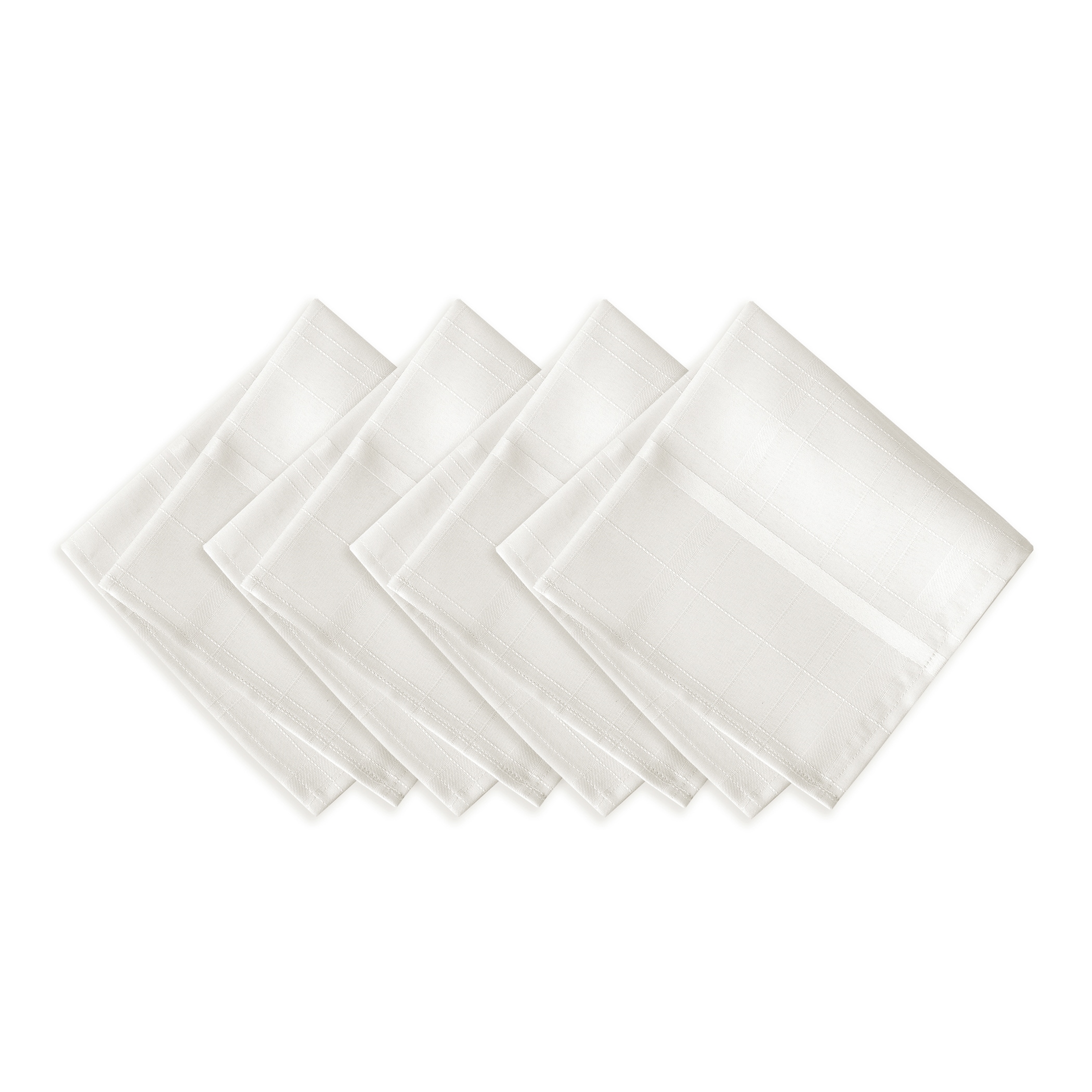 Elrene Home Fashions 026865925012 Elegance Plaid Damask 4 -Pack White Polyester Square Napkin(s)