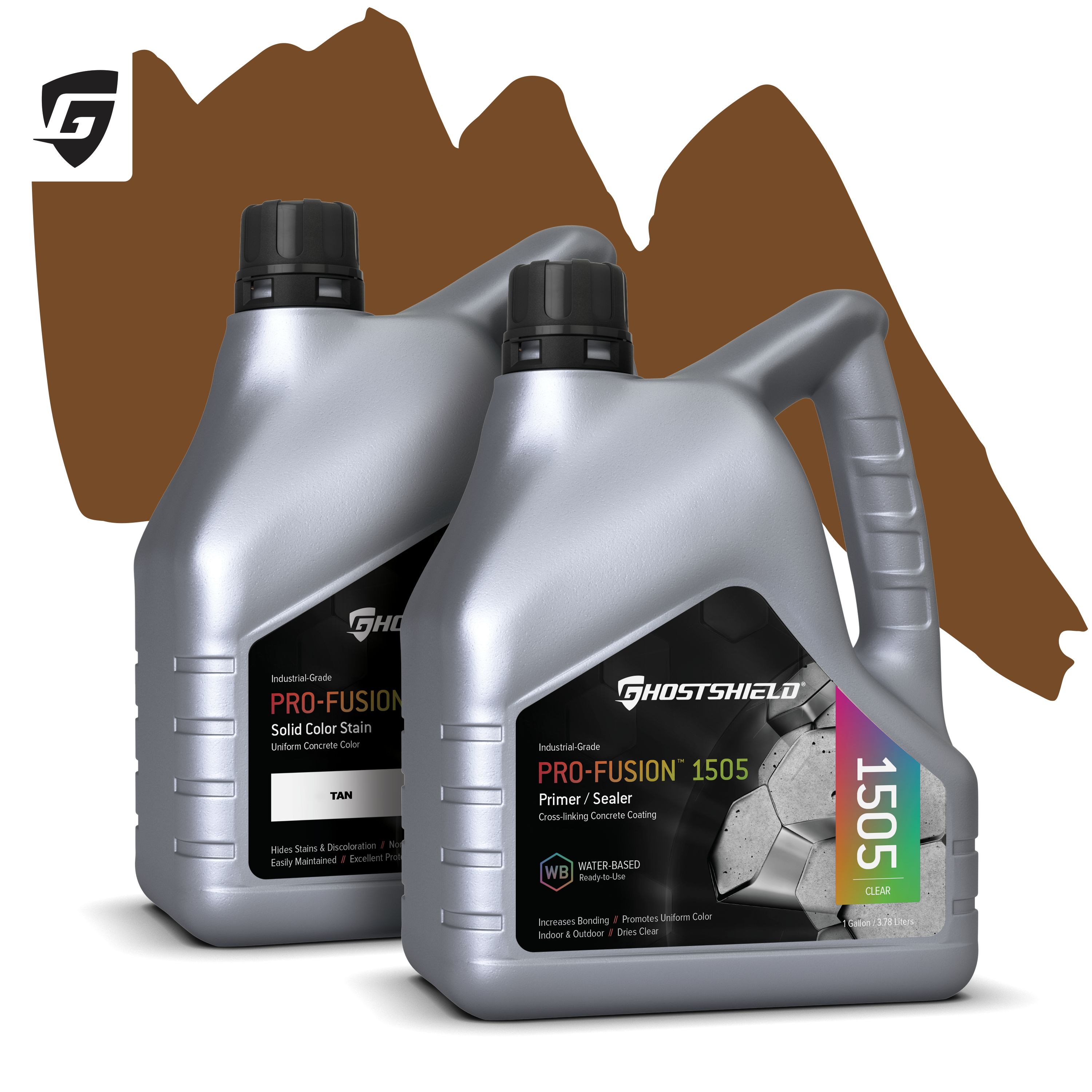 Ghostshield 1505-128OZ-BNP Pro-Fusion 1505 Brown Water-based Gloss Ready-to-use Concrete stain and sealer ( 1-gallon )