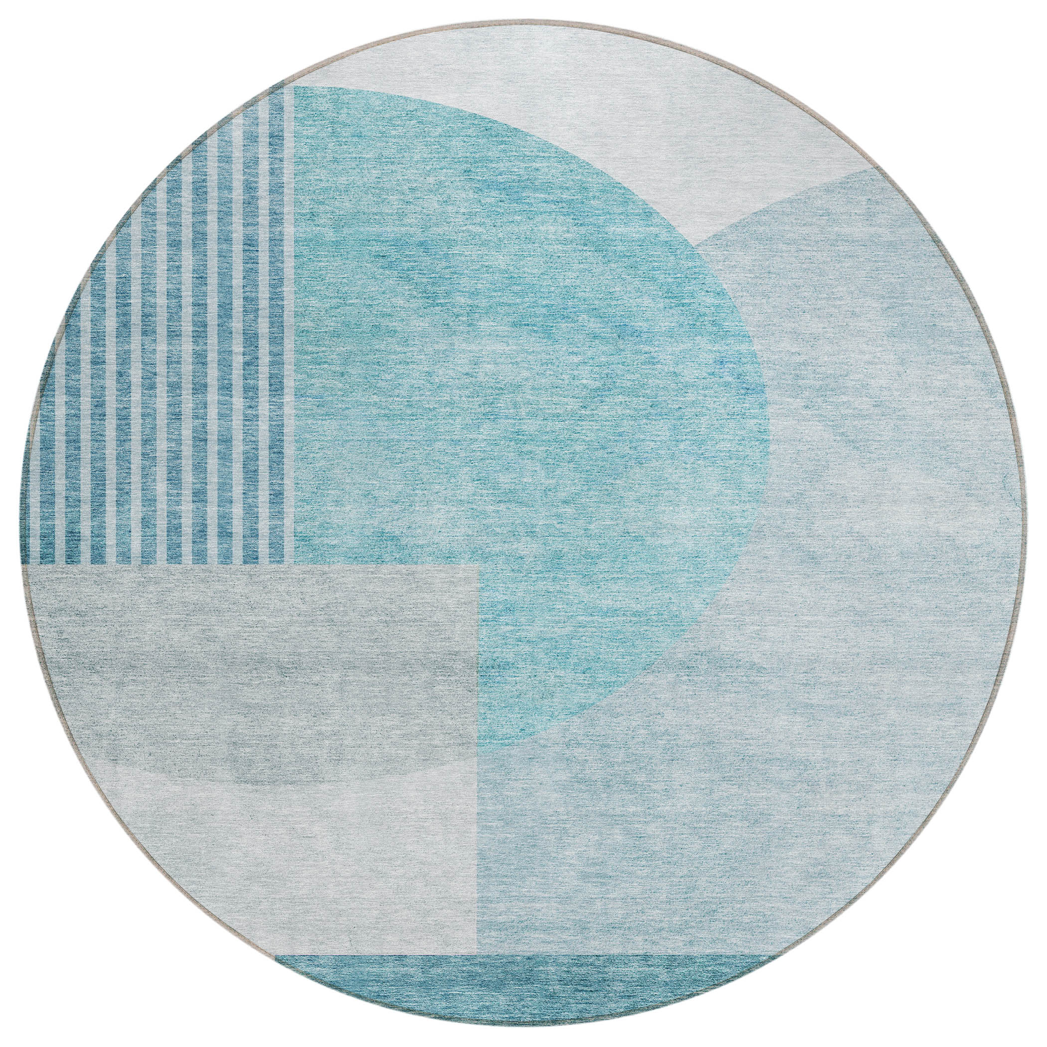 Addison Rugs ACN678TE8RO Chantille ACN678TE 8 x 8 (ft) Polyester Teal Round Indoor/Outdoor Geometric Machine washable Area rug