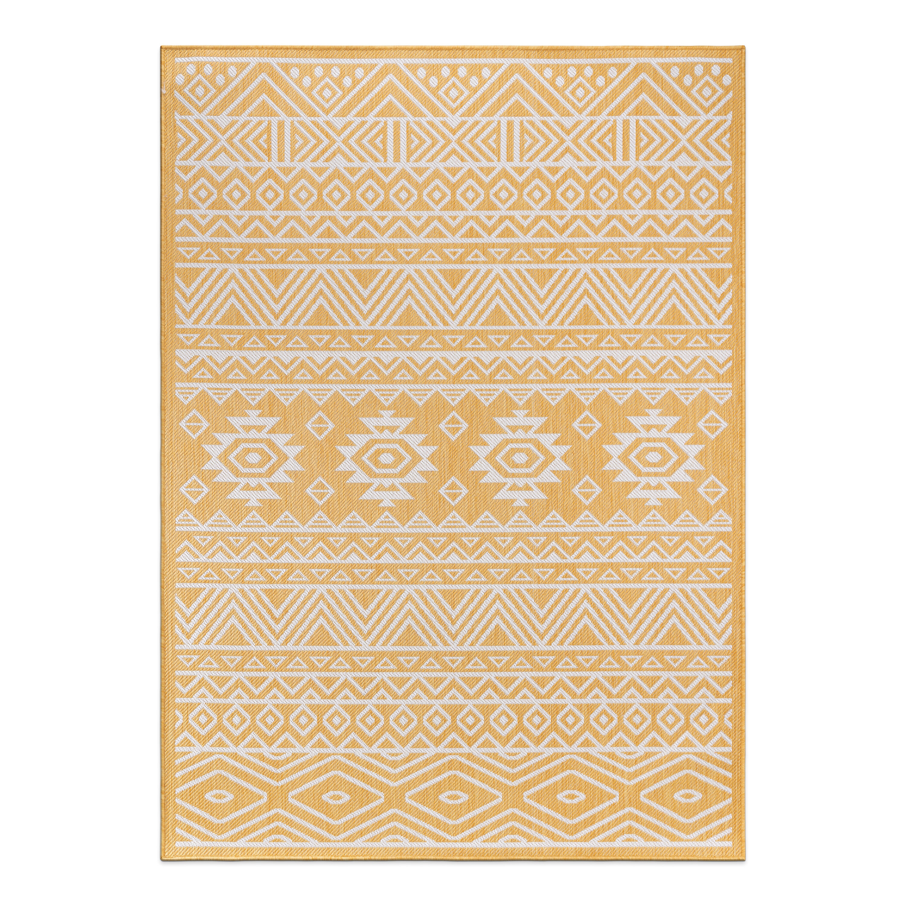 World Rug Gallery 124YELLOW5X7 Summer 5 x 7 (ft) Loomed Polypropylene Yellow Rectangular Indoor/Outdoor Geometric Global Area rug