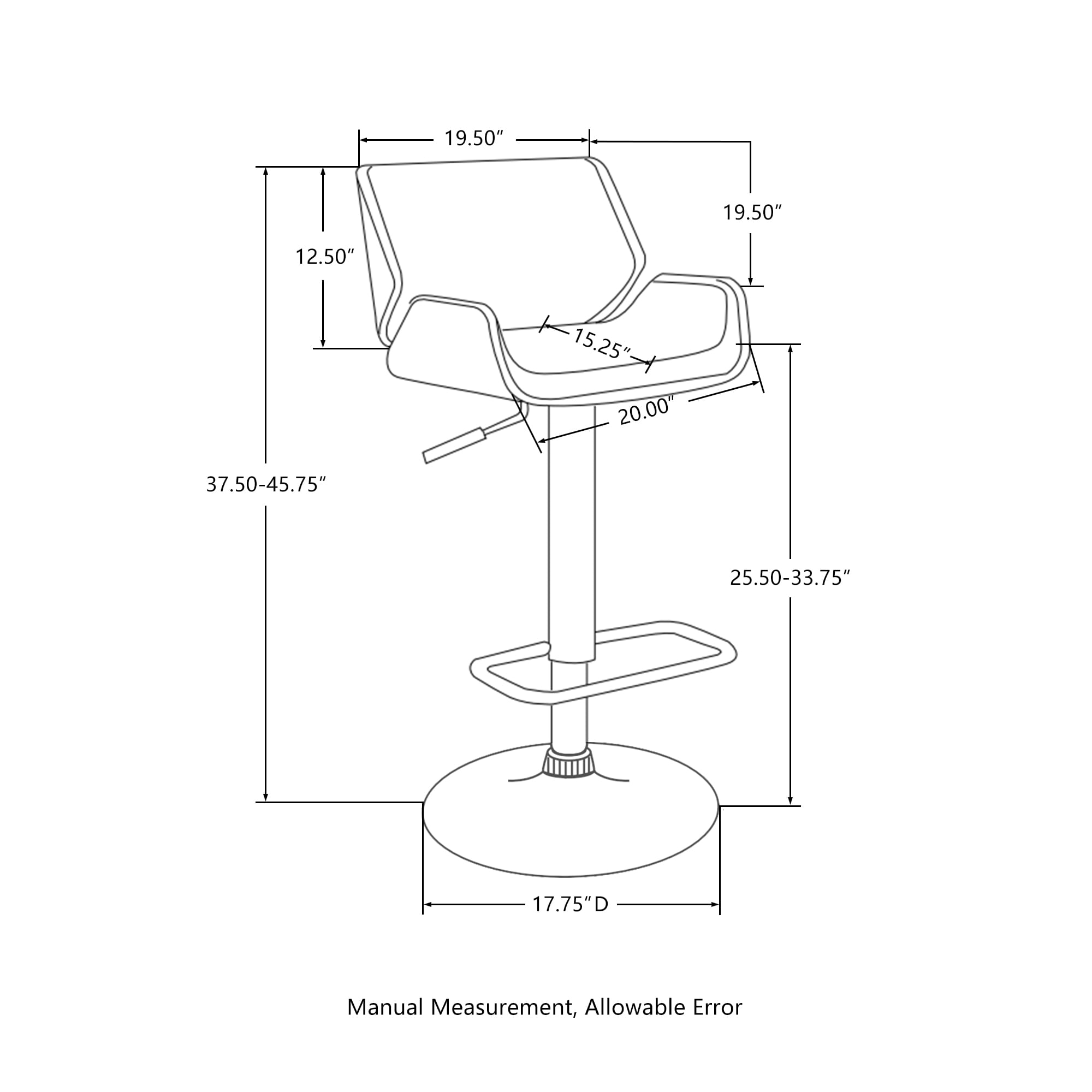 Modern Bentwood Adjustable Swivel Bar Stool Set in Black and Walnut