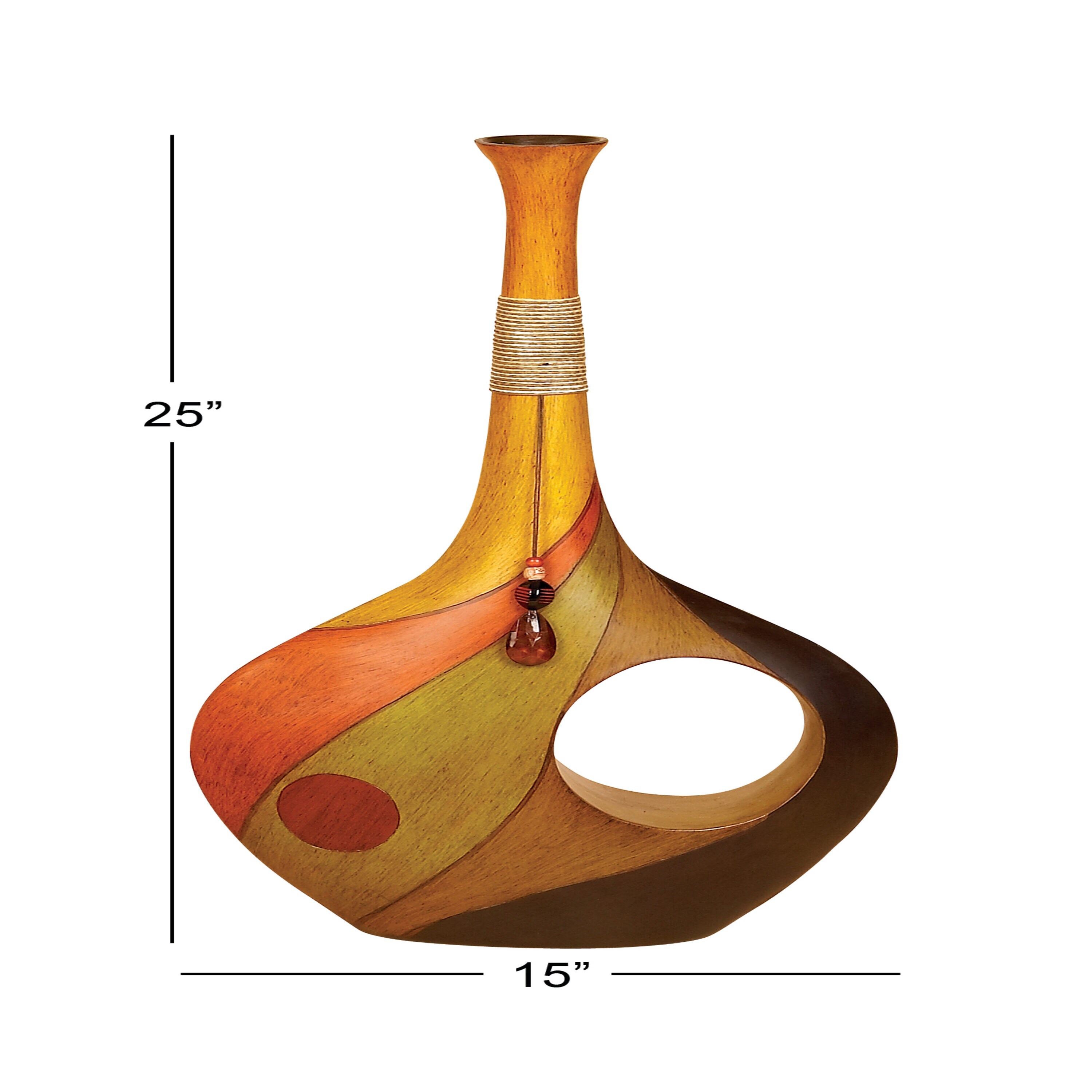 Multi-Colored Polystone Trumpet Vase with Jewel Accent