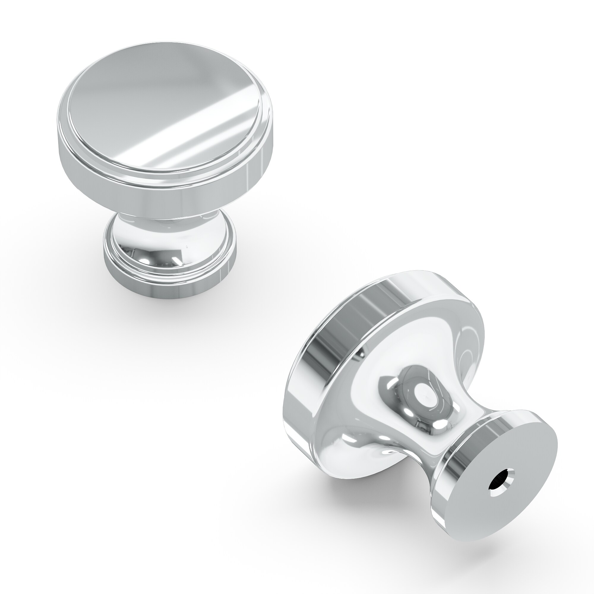Belwith Keeler B077459-CH Brownstone 1-1/4-in Chrome Round Transitional Cabinet Knob