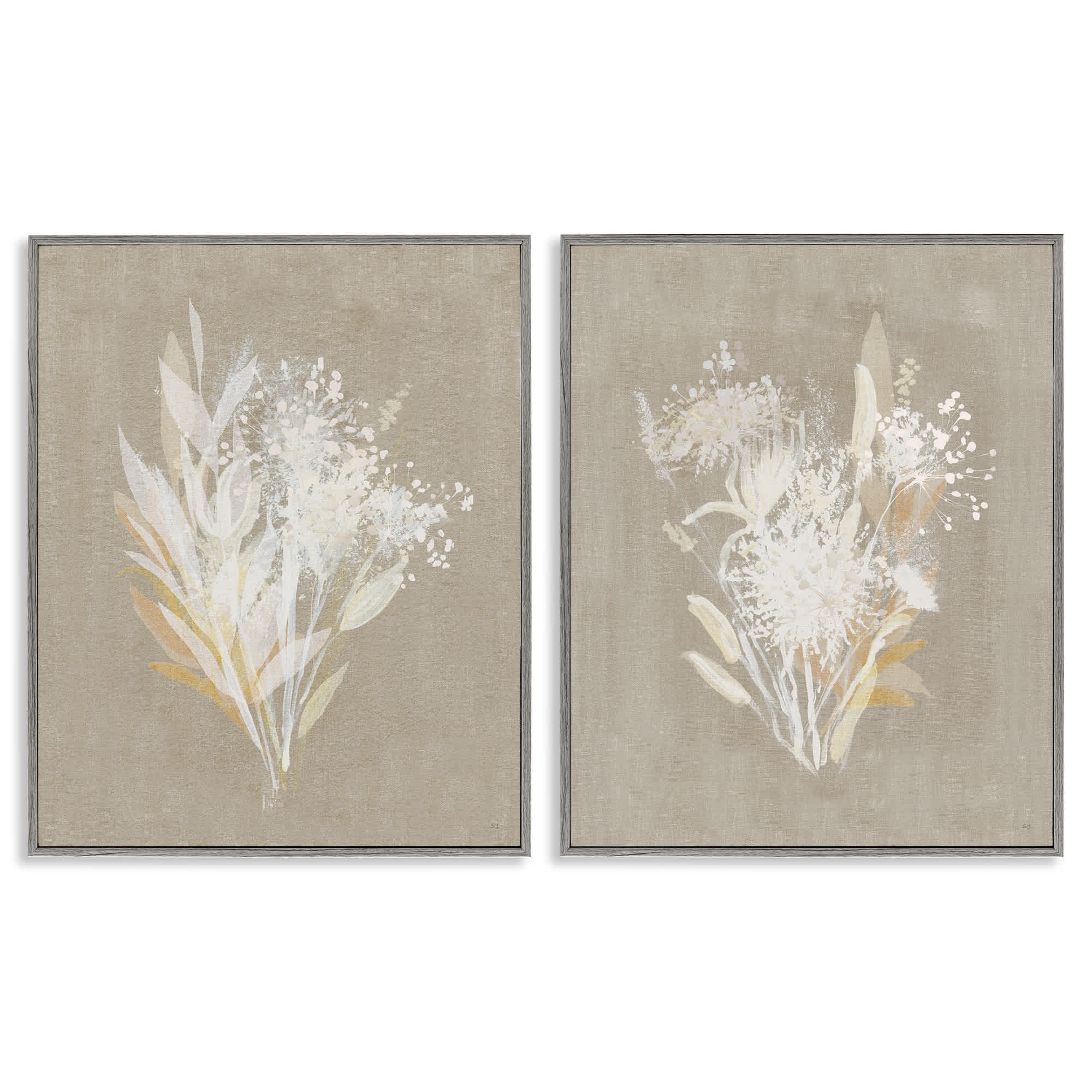 Stupell Industries B2-723-GFF-2PC-24X30 Natural Herb Impression 2pc Framed Giclee Set Design by Susan Jill
