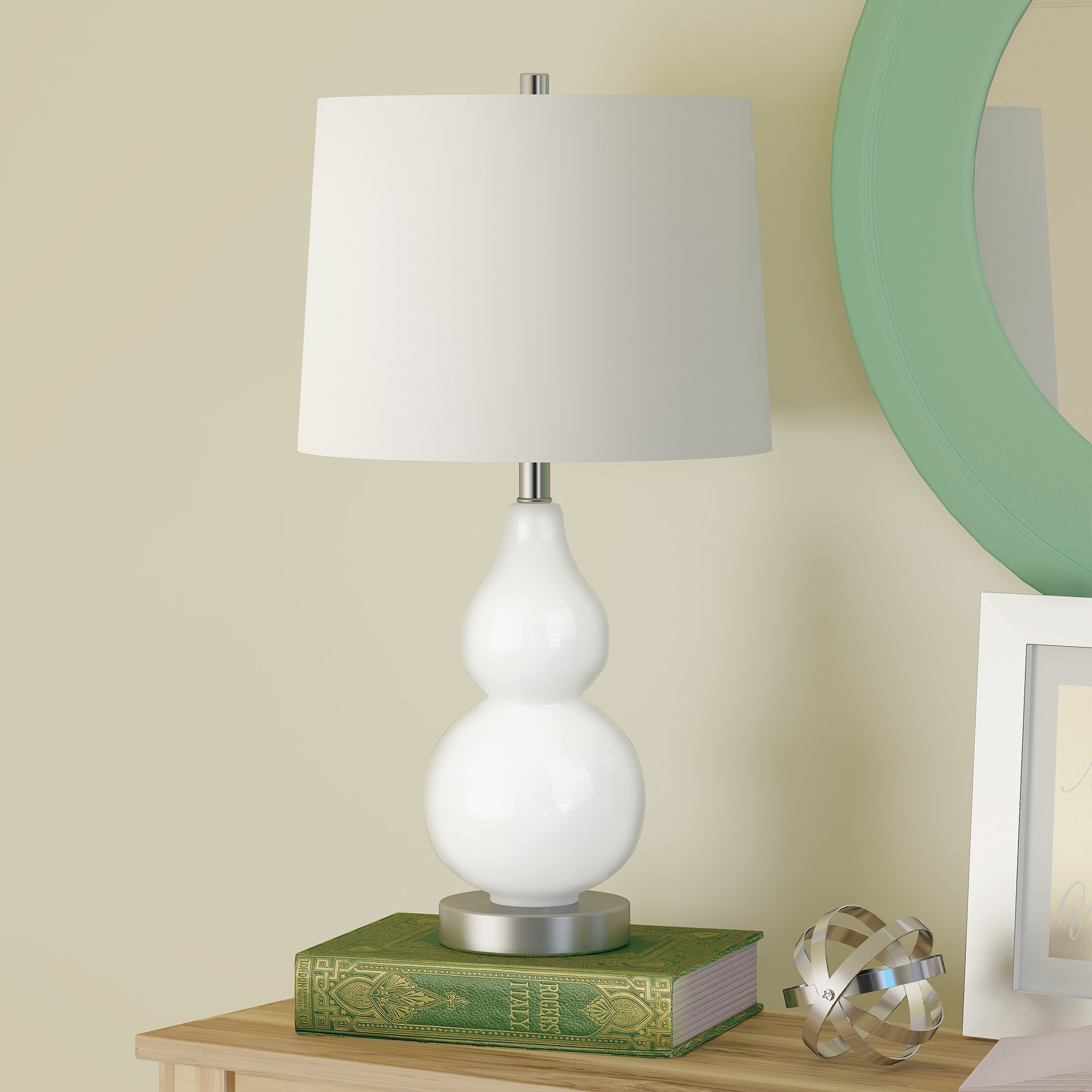 Hailey Home TL0044 Katrina 2125-in White Rotary socket Table Lamp with Fabric Shade