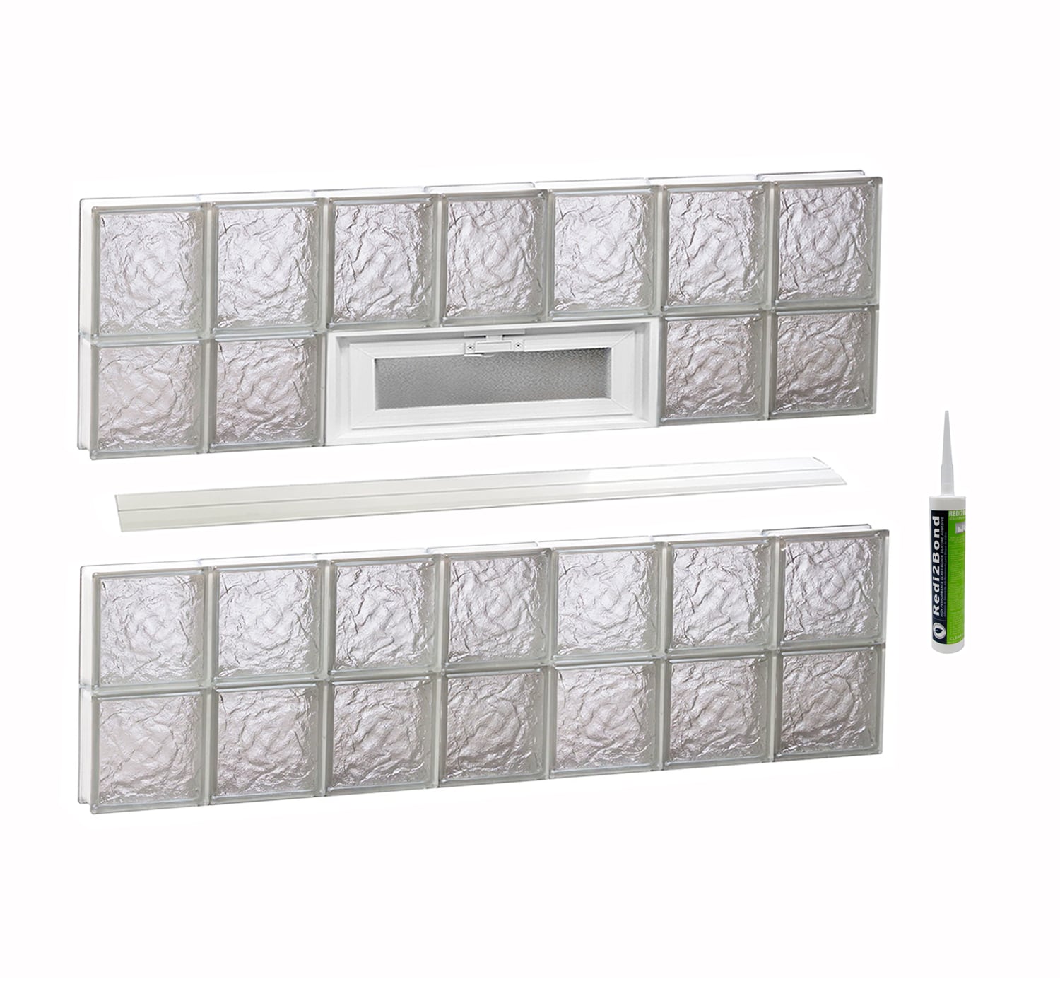 REDI2SET V4226IS Ice Glass 40-1/4-in x 25-in Frameless Replacement Vented Glass Block Window