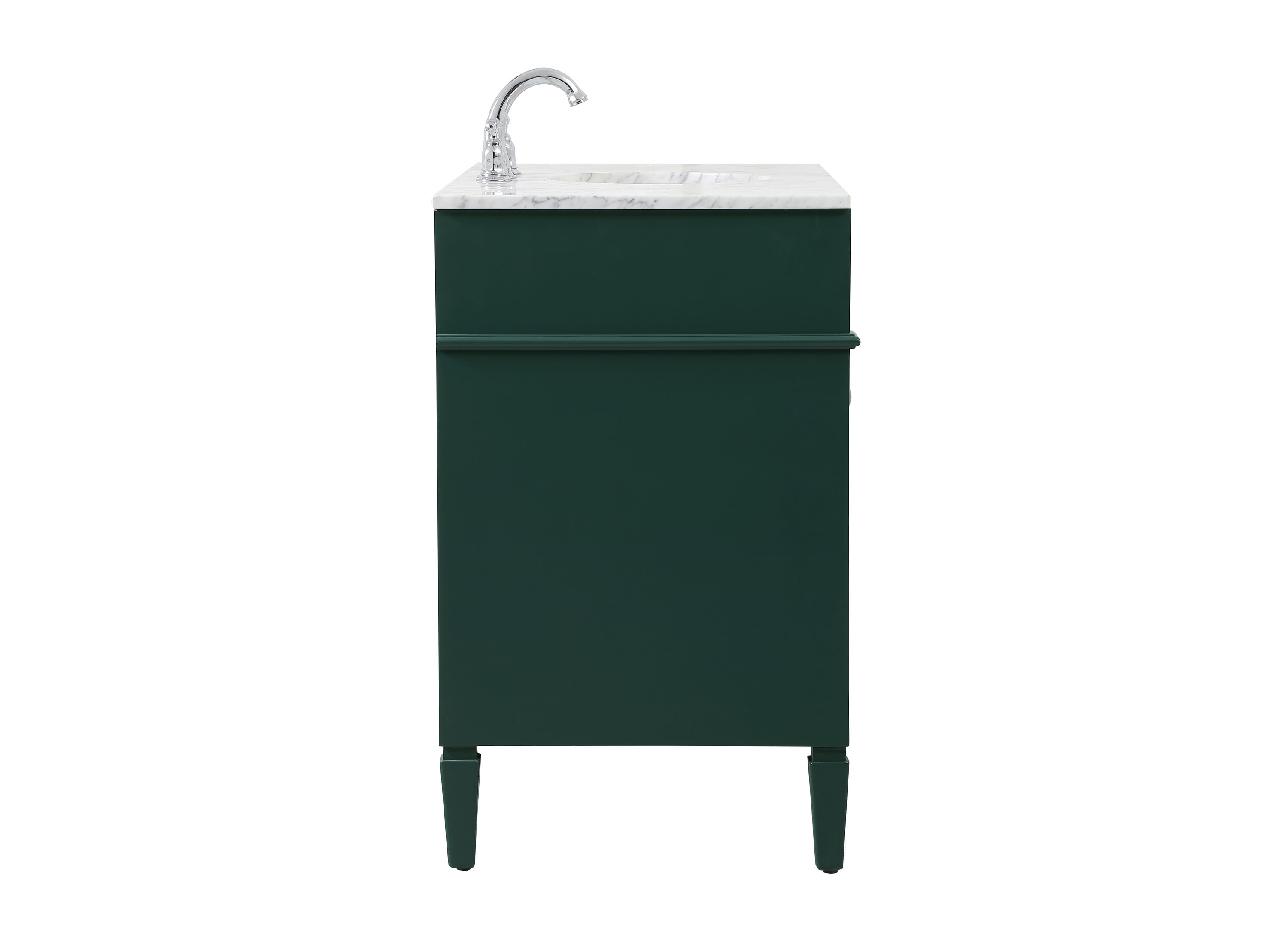 Green Solid Wood and Marble Single Bathroom Vanity