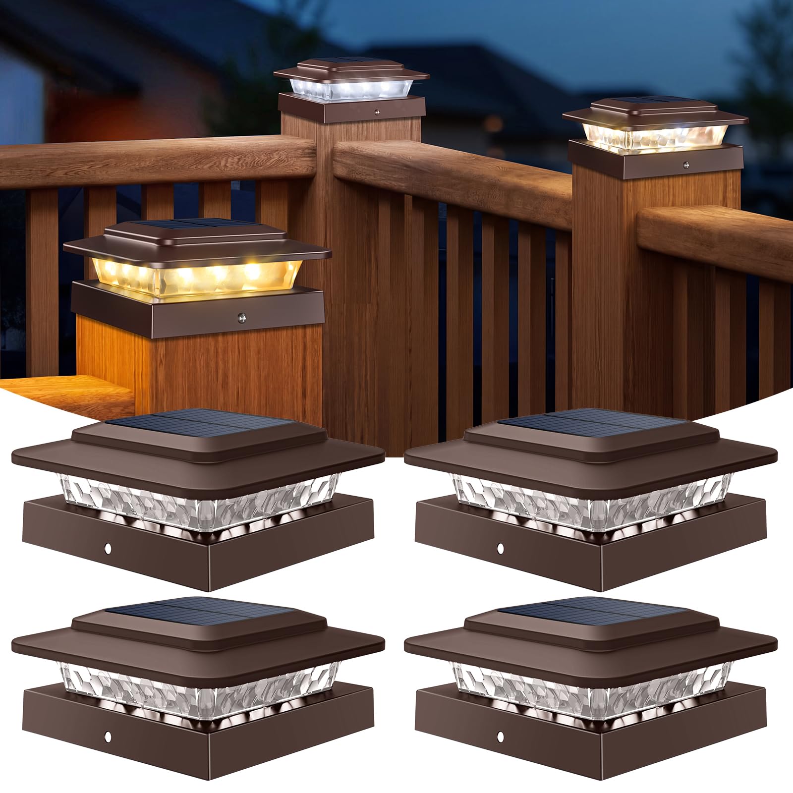 IJBUHV Solar Cap Lights Fence Deck Outdoor 4pack