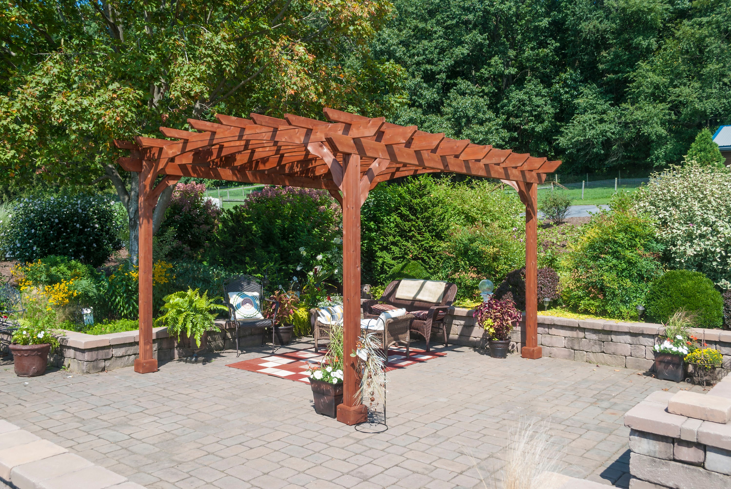 Westmont 10-ft W x 12-ft L x 8-ft 2-in H Canyon Brown Wood Attached Pergola | - YardCraft WP1012-S