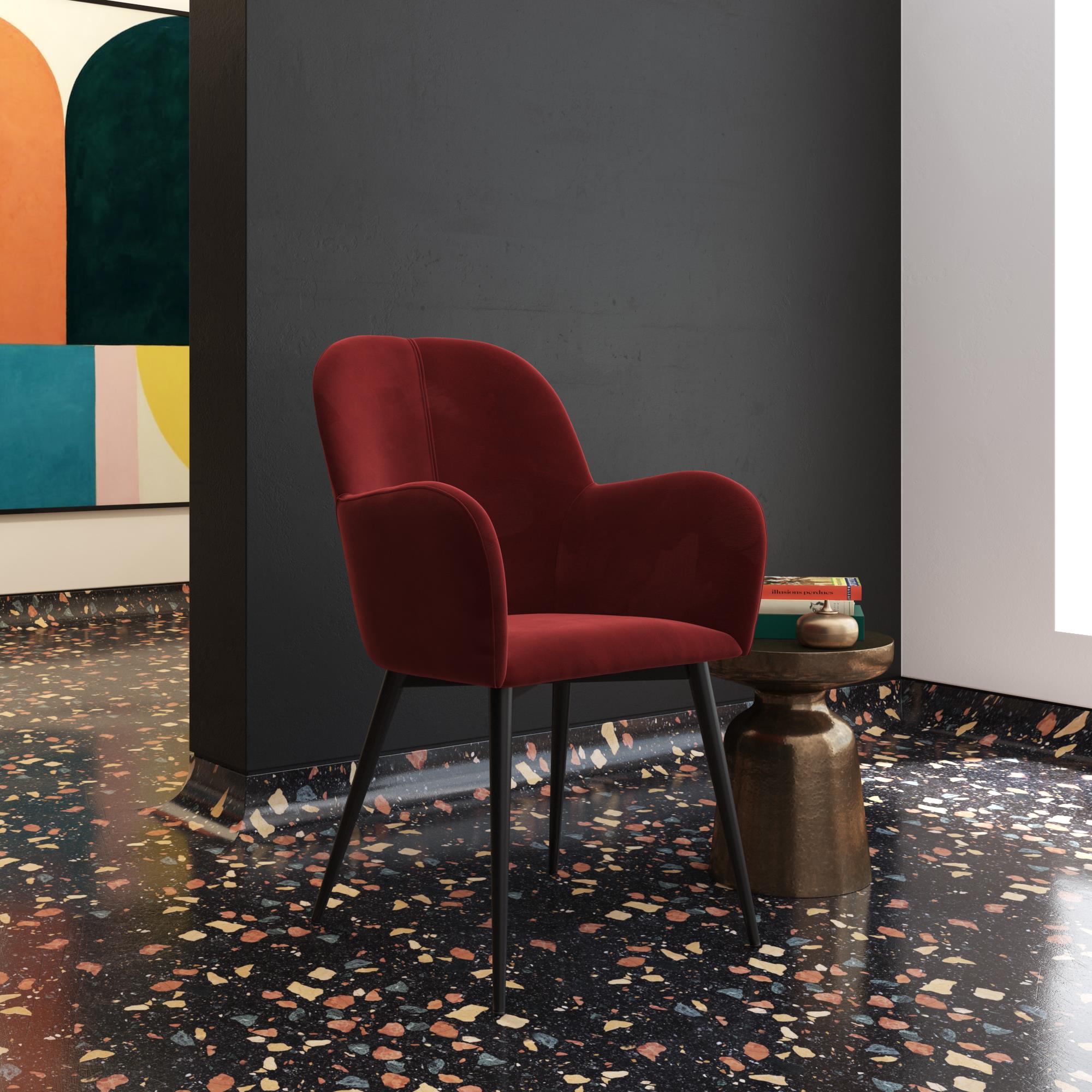 DHP Fallon Modern Burgundy Velvet Accent Chair 2299579 at Lowes