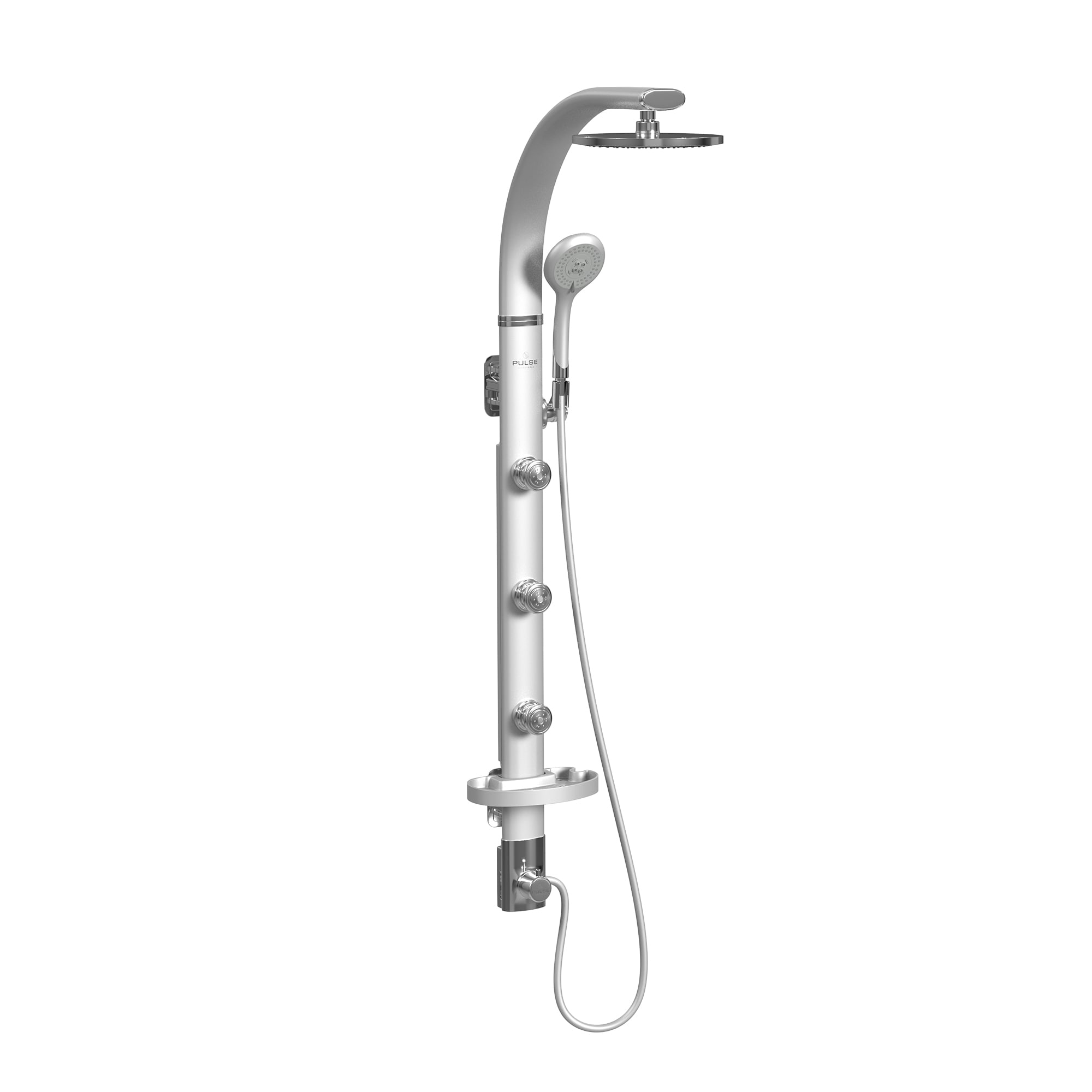 PULSE 1017-S Bonzai Silver aluminum with chrome fixtures 9-in Shower Faucet Bar System with 3-way Diverter
