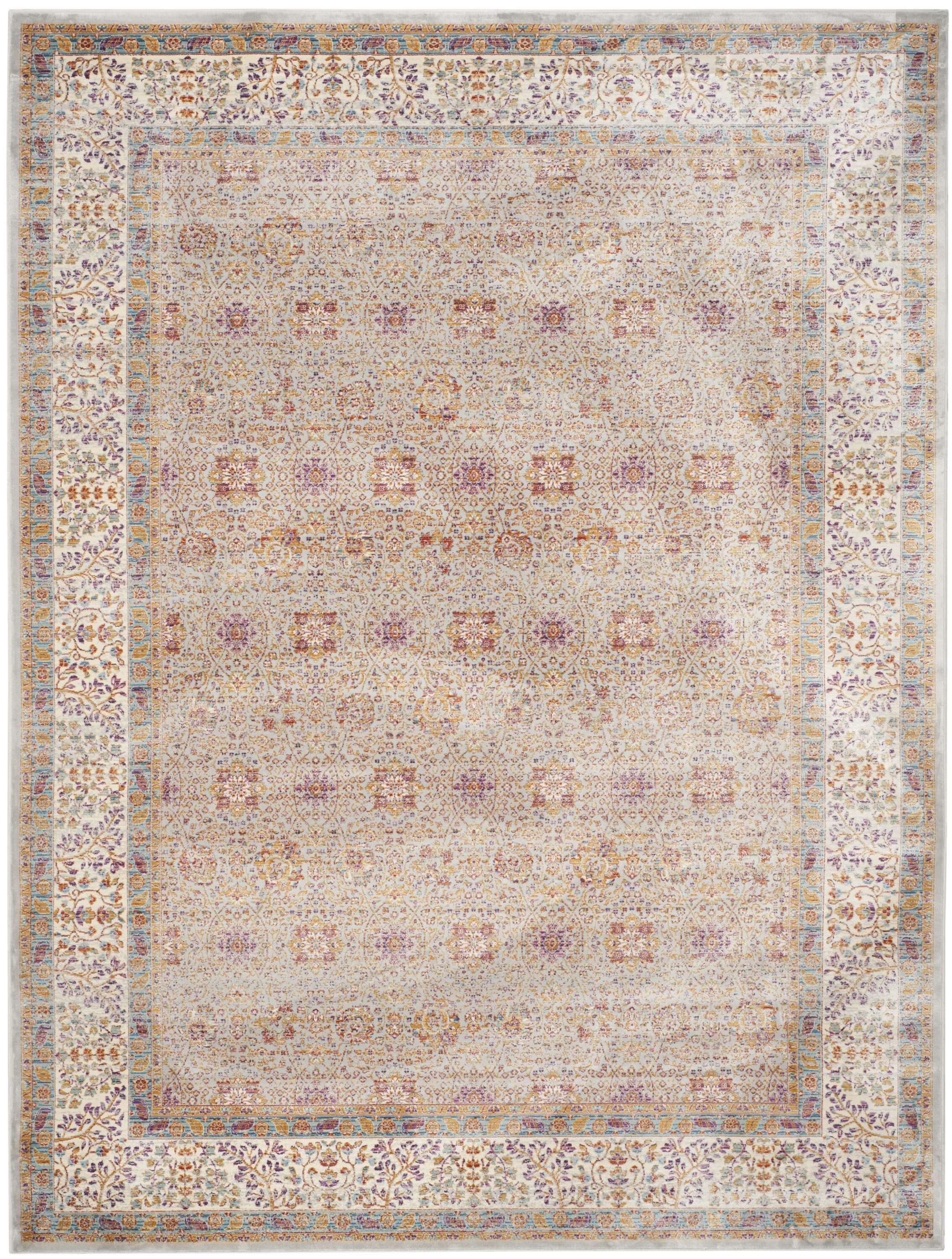 Safavieh SEV810A-8 Sevilla Fino 8 x 11 (ft) Loomed Synthetic Silver/Ivory Rectangular Indoor Floral/Botanical French Country Area rug