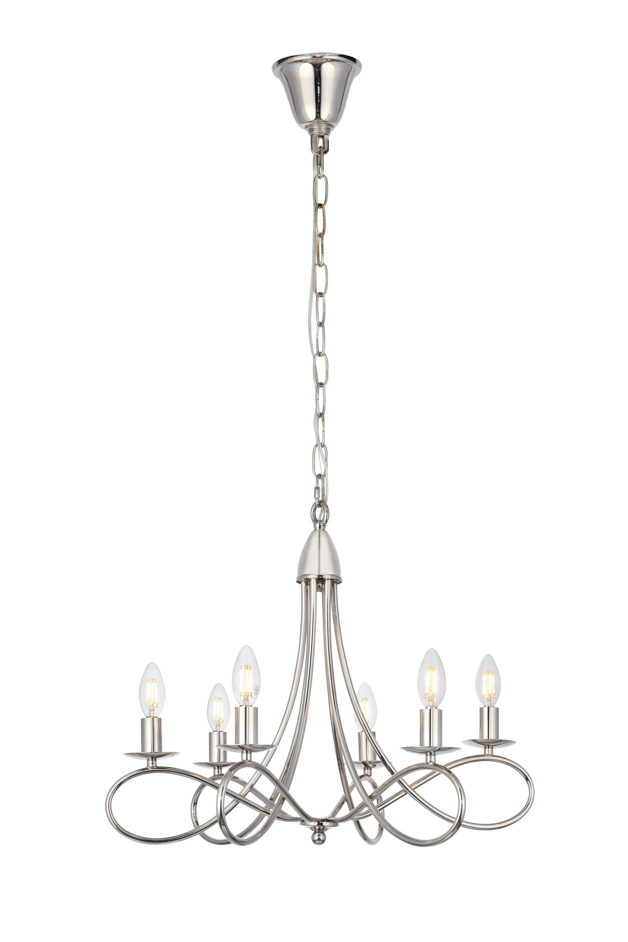 Lyndon Polished Nickel 6-Light Pendant Chandelier