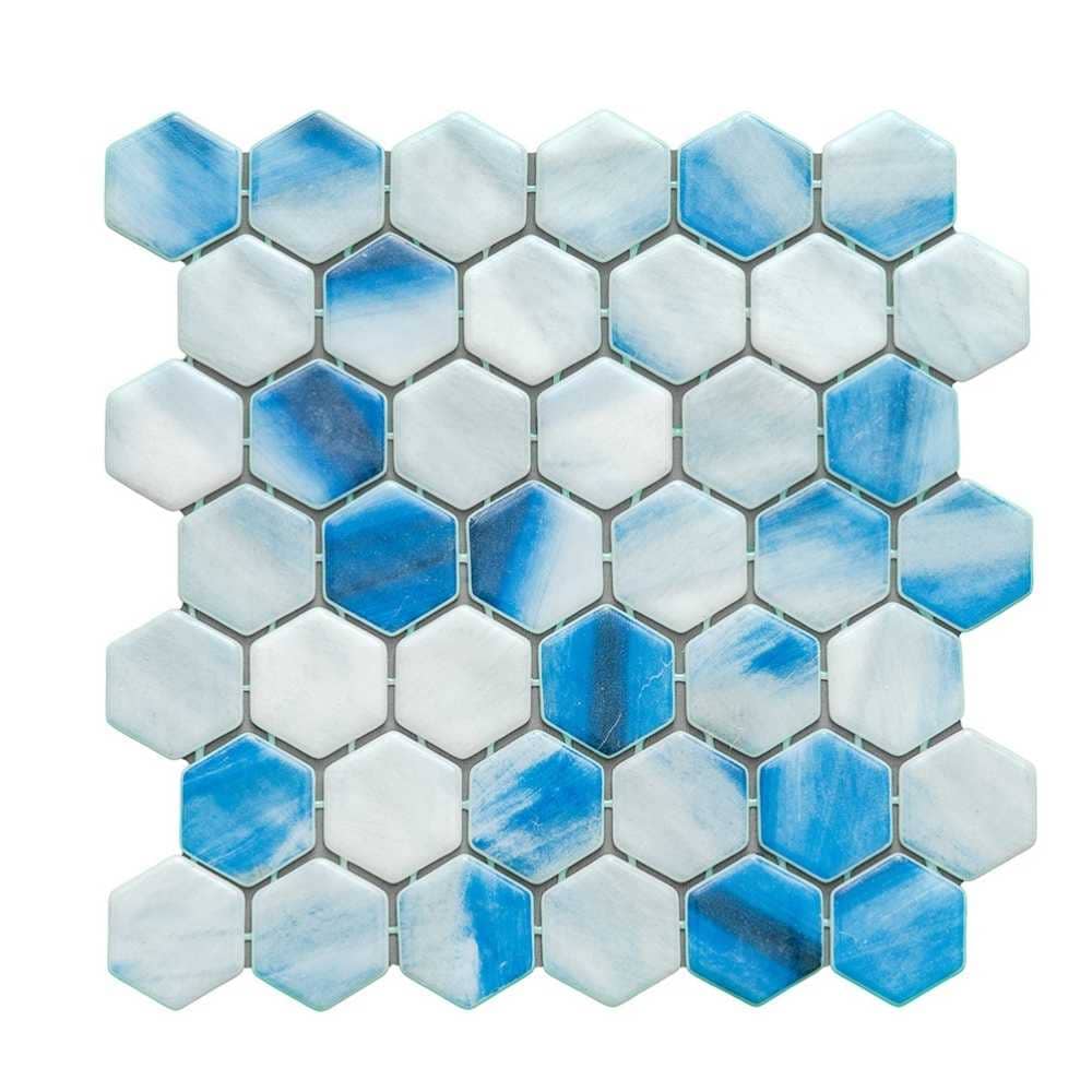 The Tile Life GHEXXBLISDO Eterna Hex Dolan 2-in x 2-in Glossy Glass Hexagon Mosaic Floor and Wall Tile (0.88-sq. ft/ Piece)