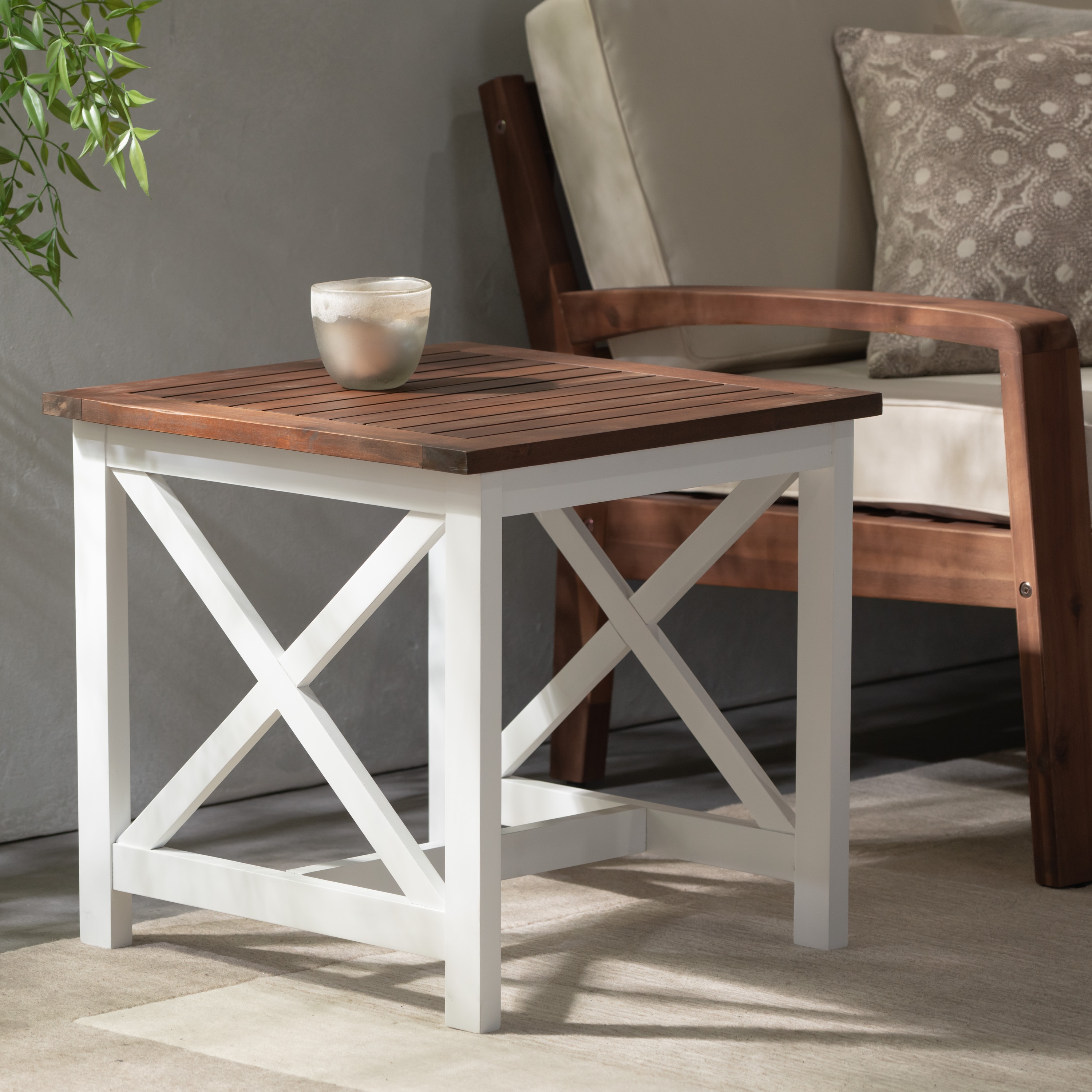 ZAKLOOP WU49536075 Outdoor Tables Square Outdoor End Table 19.75 W x 19.75-in L