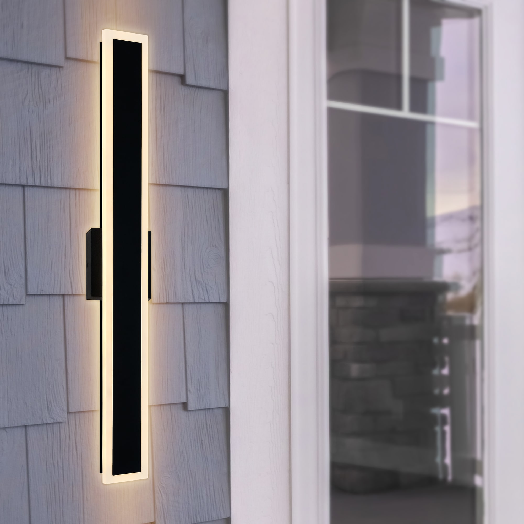 CWI Lighting 1694W40-101 Malibu 40-in H Multiple finishes Black Hardwired Integrated LED Outdoor Wall Light