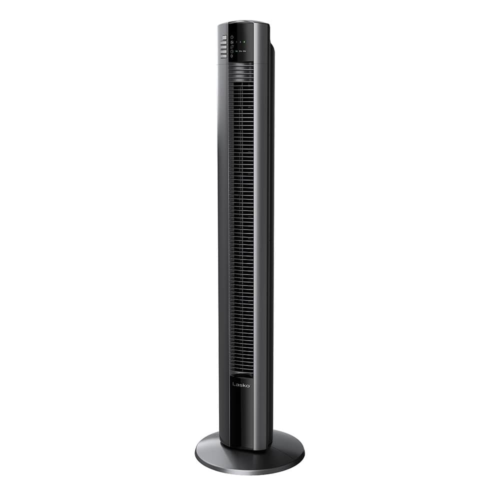 Lasko 240657 48 Inch Slim Home Office Quiet 3 Speed Oscillating Tower Fan with Nighttime Setting Remote Control 7 Hour Timer and Auto Shut Off Black