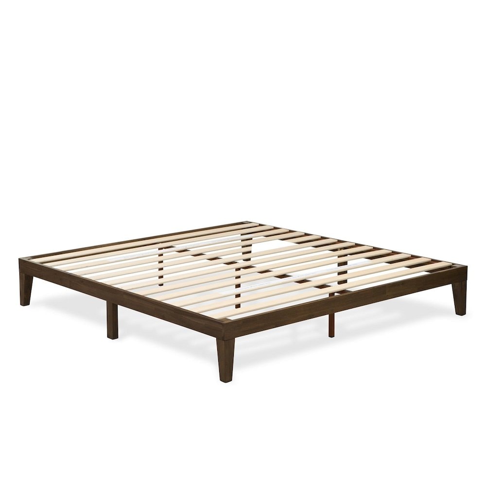 East West Furniture DNP-22-K King Size Platform Bed with 4 Legs and 2 Extra Center Legs Walnut Finish