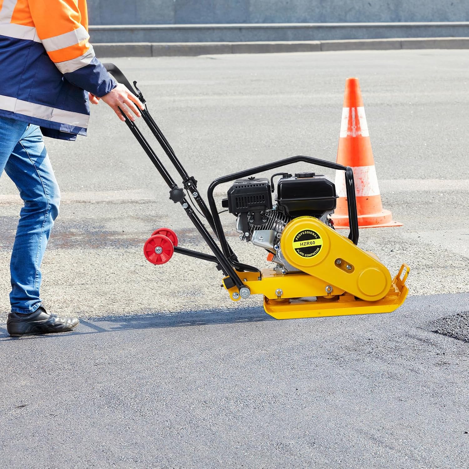 Garvee 7HP Plate Compactor with 4200 LBS Vibratory Force 5600 VPM 212CC Gas Engine for Asphalt Walkways Paver