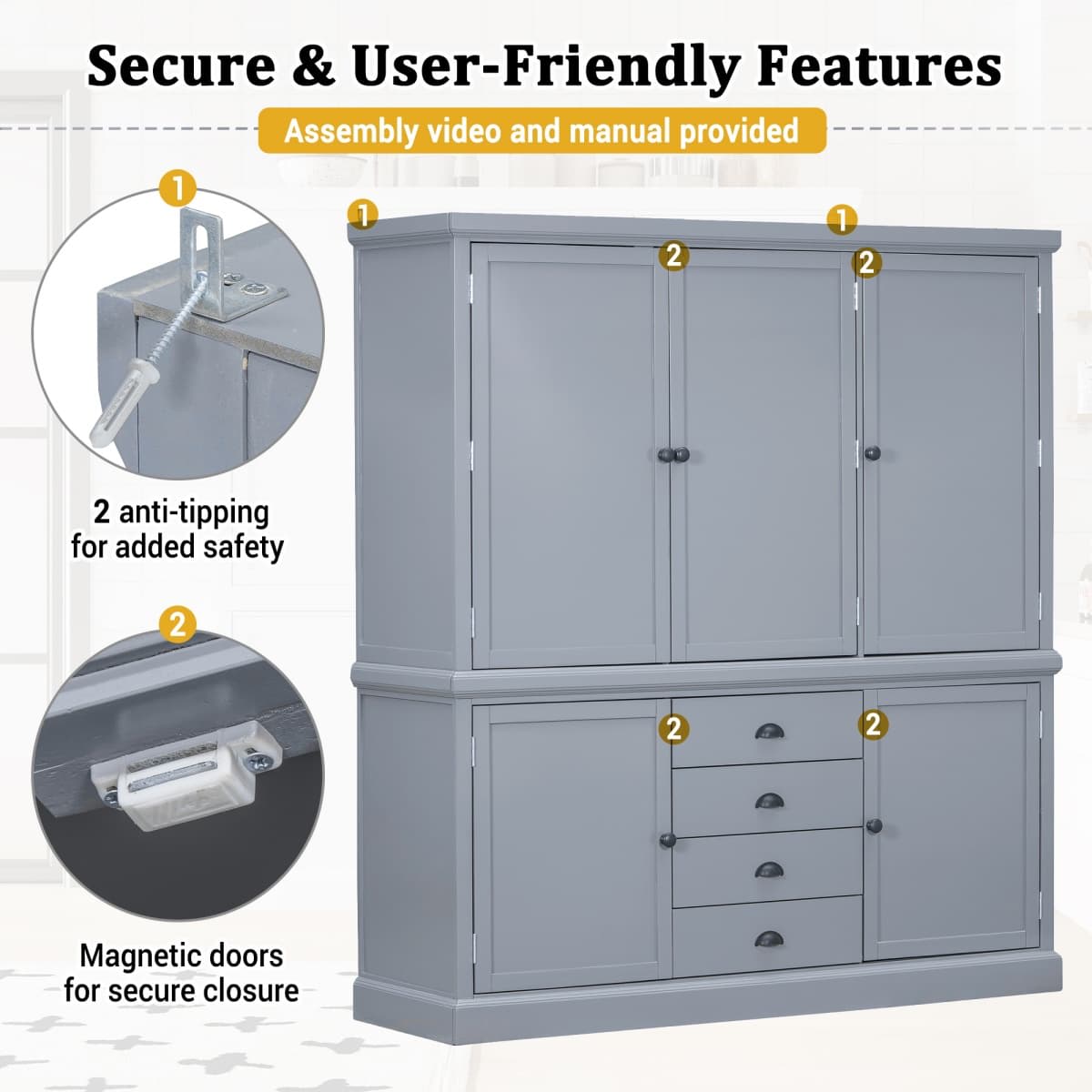 Maison Boucle ELARA-CABINET-GRAY Dining-Kitchen-Storarge - View #7