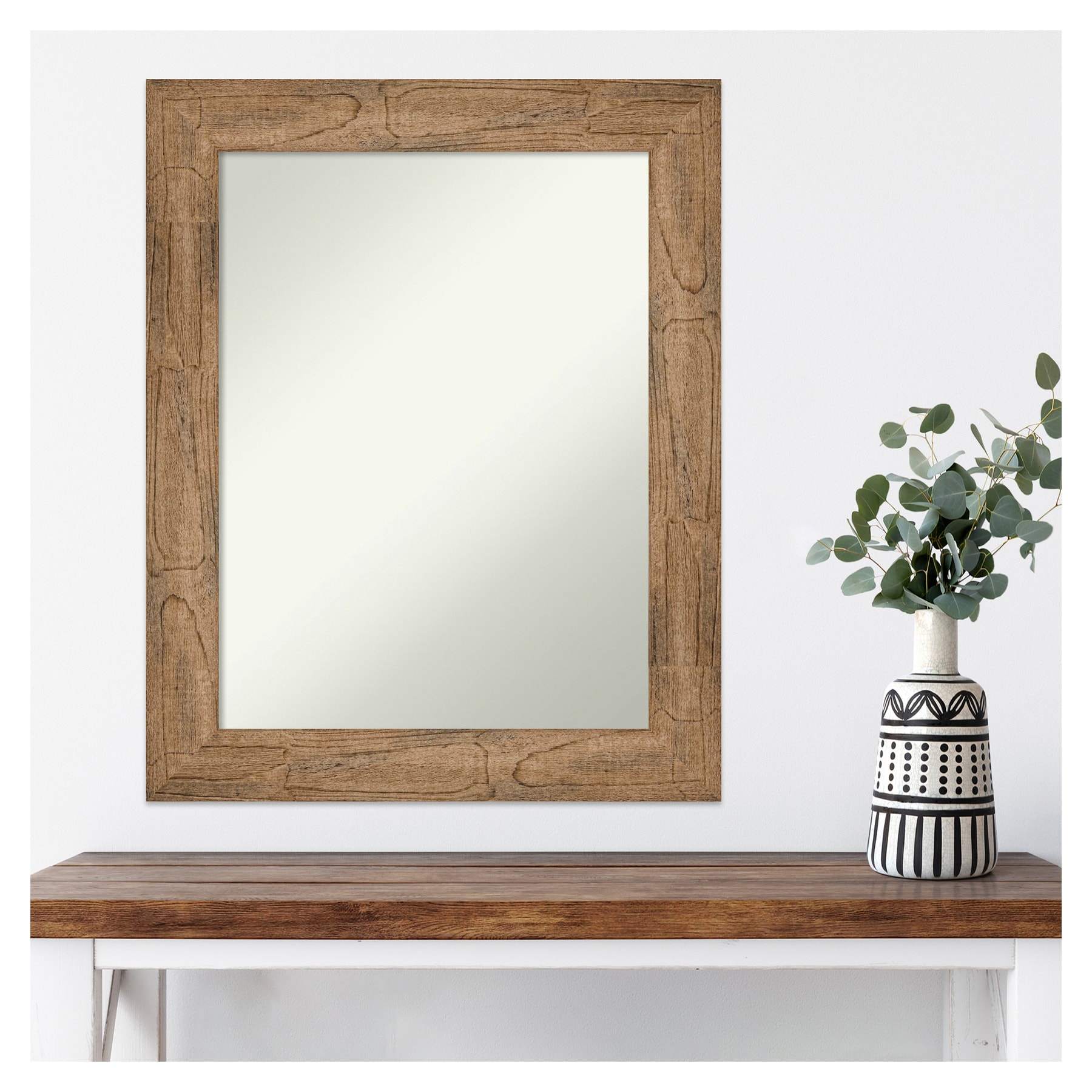 Owl Brown Distressed Wood Rectangular Wall Mirror for Nursery