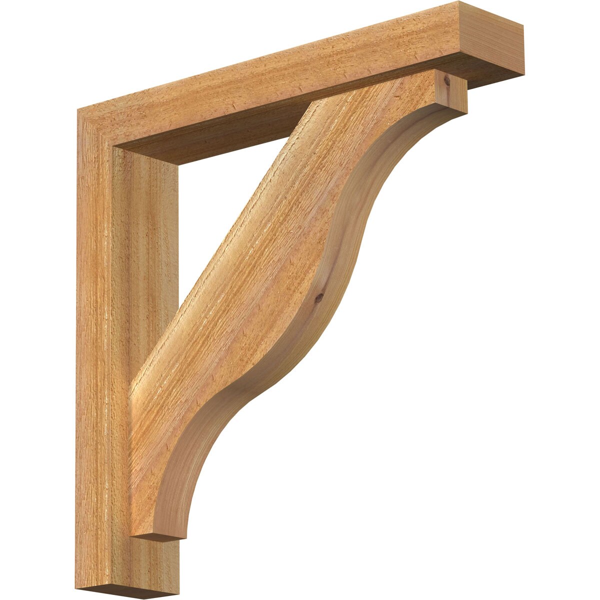 Ekena Millwork 1462216 Funston Block Rough Sawn Bracket with Offset Brace 4-in x 20-in x 20-in Western red cedar Brown Wood Standard bracket