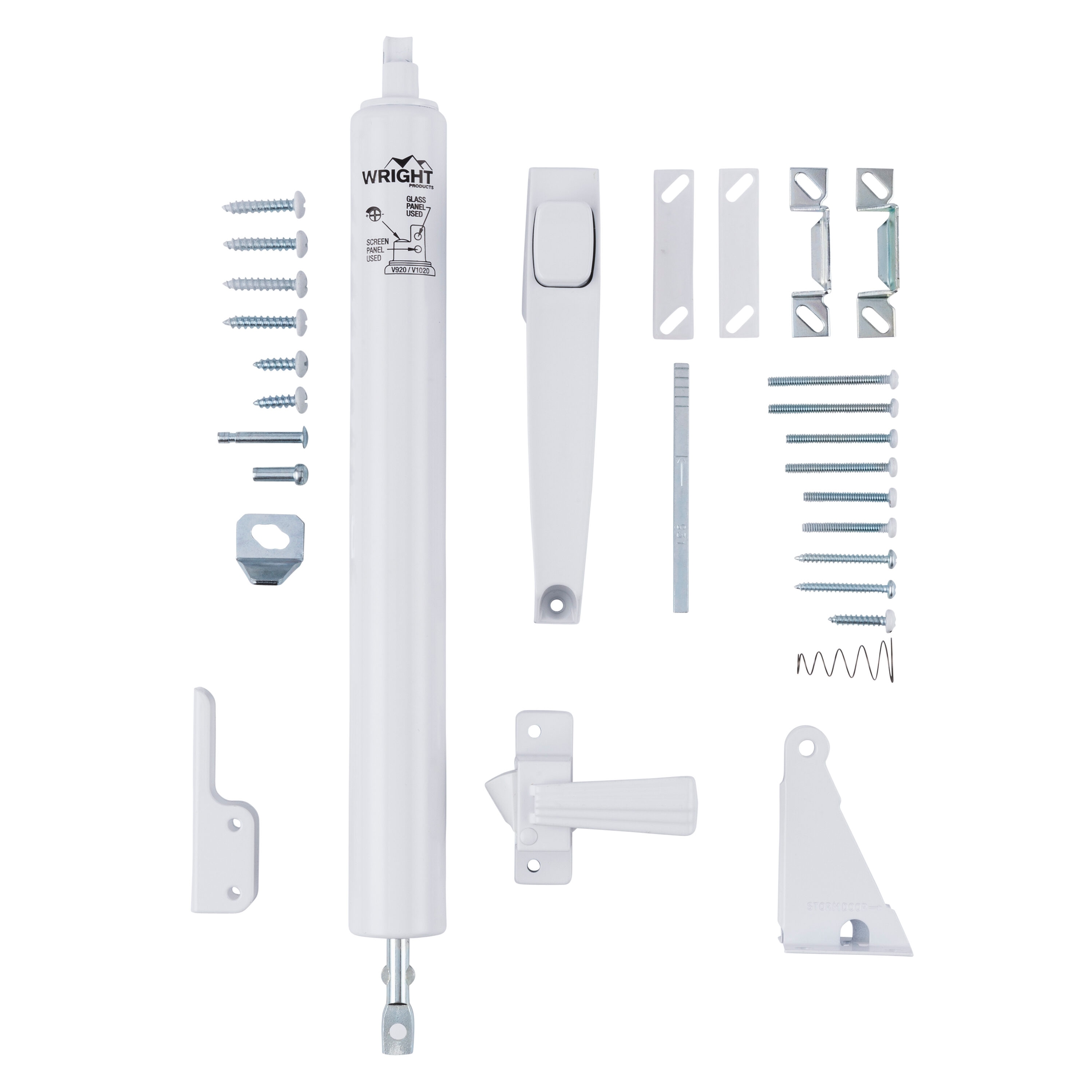 WRIGHT PRODUCTS V1033WH 12.625-in Adjustable White Metal Hold Open Push-button screen/storm door hardware kit