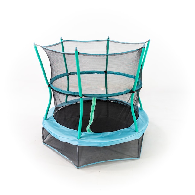 Skywalker 60-in Round Mini Trampoline with Enclosure - Indoor Kids Bouncer  with Padded Handlebar - Blue Pad, Green Foam in the Trampolines department  at