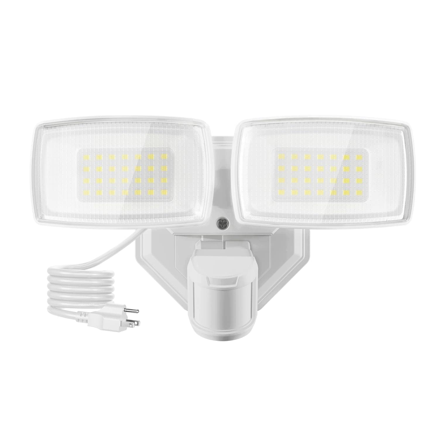 AOIZGMY  32W 3200LM 2 Heads Plug In Outdoor Motion Sensor LED Flood Light 6500K Daylight IP65 Waterproof Adjustable Security Light 1 Piece