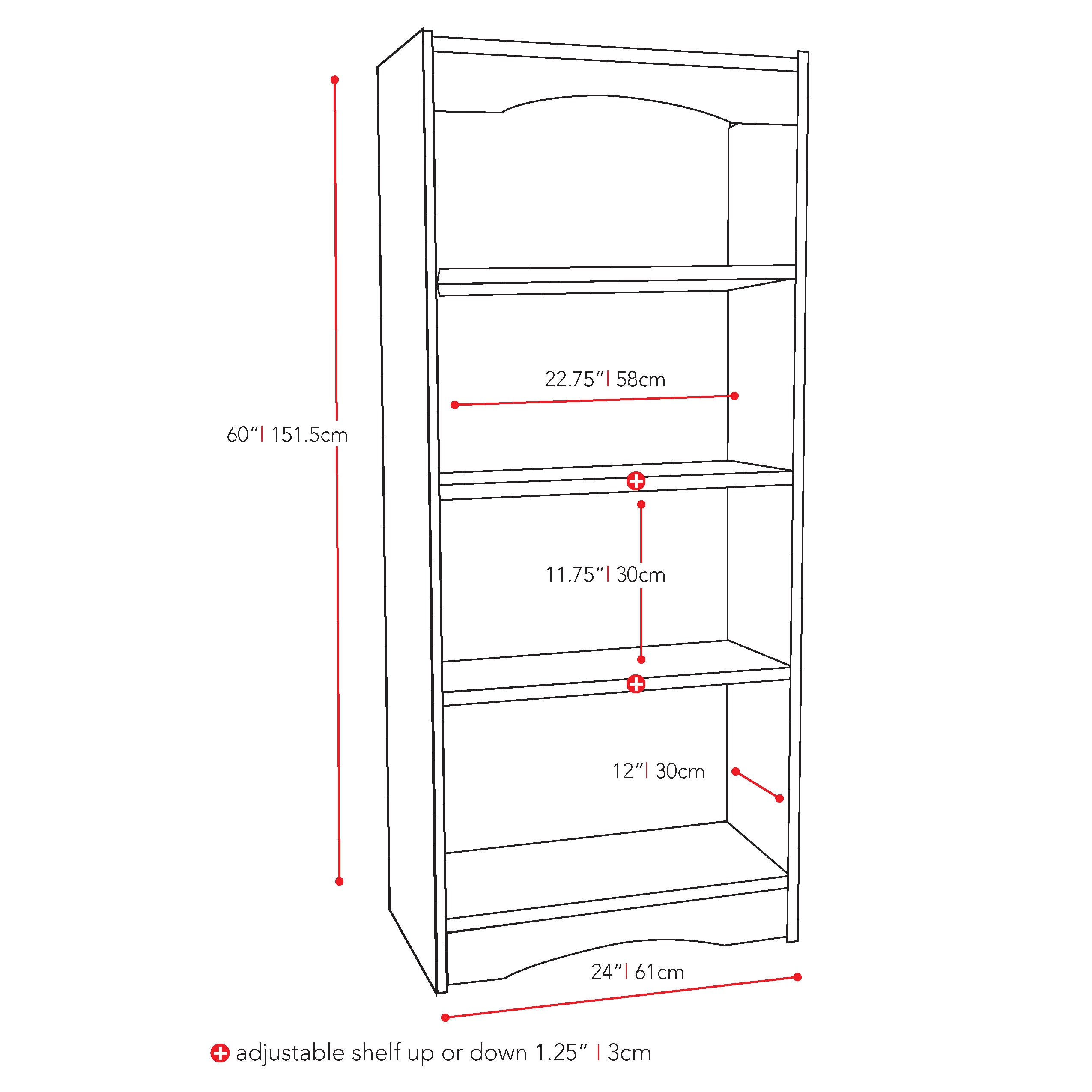 Hawthorn Midnight Black 64" Adjustable Wood Bookcase