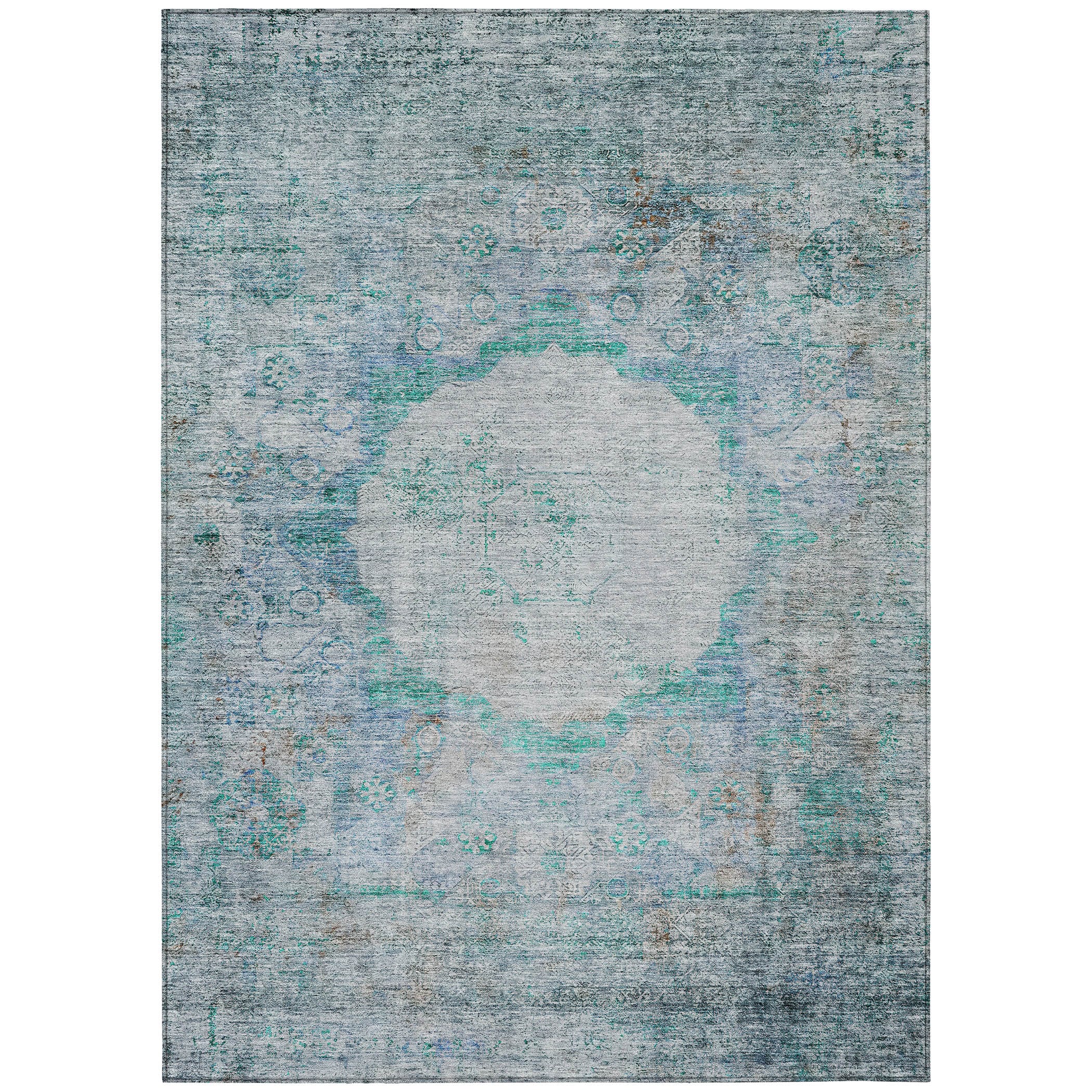Addison Rugs ACN675TE8X10 Chantille ACN675TE 8 x 10 (ft) Polyester Teal Rectangular Indoor/Outdoor Geometric Machine washable Area rug