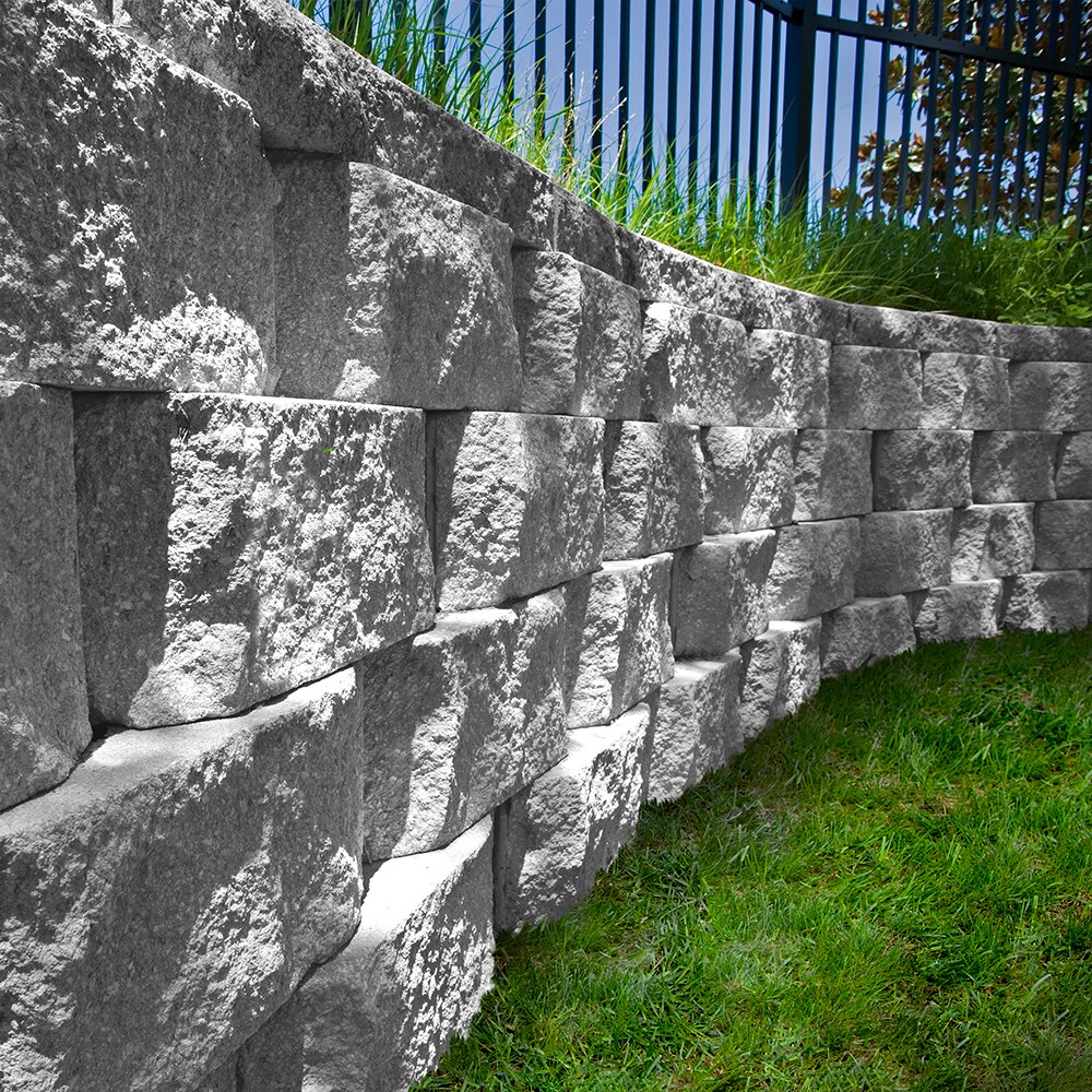 Oldcastle 6-in H x 17.75-in L x 9-in D Gray Concrete Retaining Wall ...