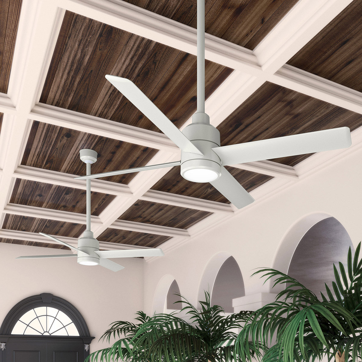 Hunter 76254 Trak 72-in Outdoor White with White Blades Ceiling Fan Without Light - Remote Included ( 4 -Blade )