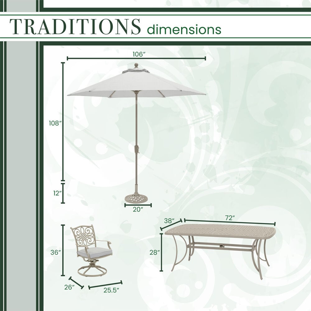 Hanover TRADDNSD7PCSW6-BE-SU Patio-Dining-Sets - View #3